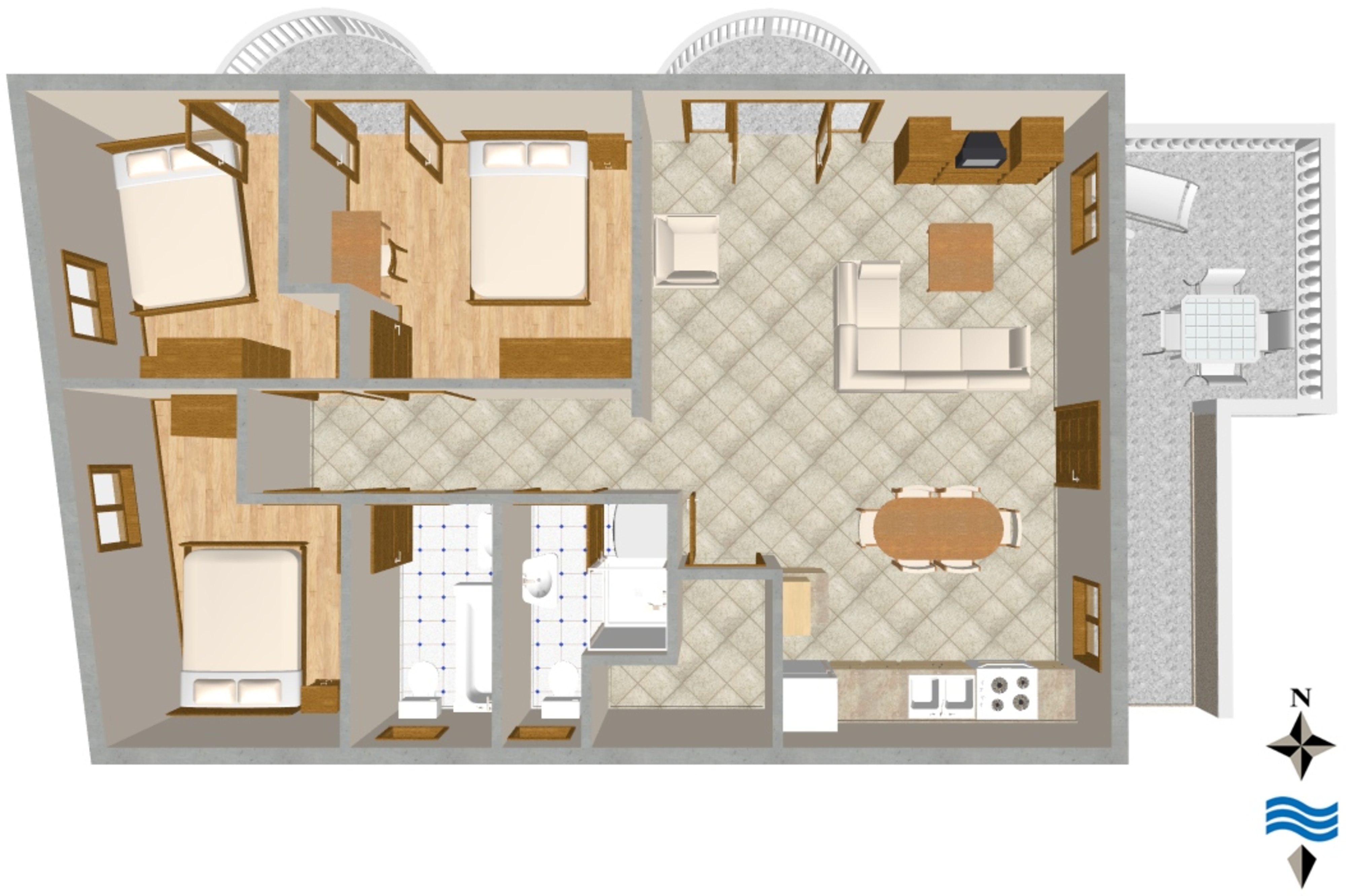 Trosobni apartman uz plažu Tribunj, Vodice  A-a