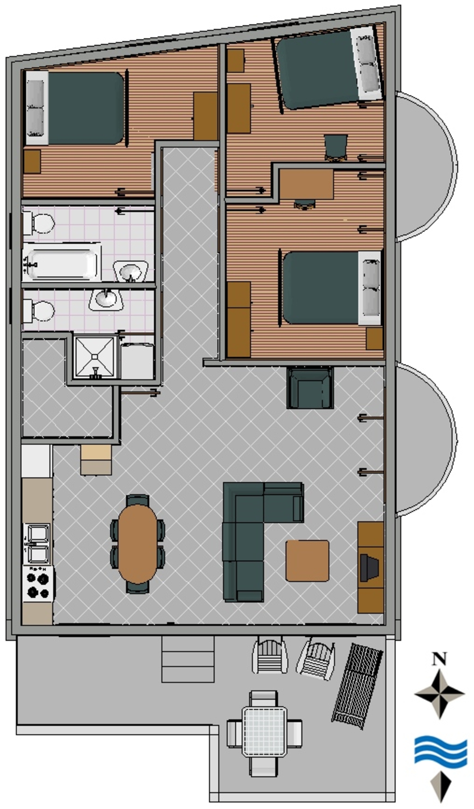 Trosobni apartman uz plažu Tribunj, Vodice  A-a