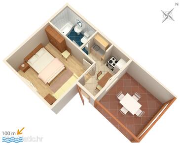 Plan Vodice, Plan in the apartment, dopusteni kucni ljubimci i WIFI.