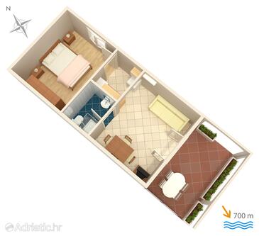Plan Krk, Plan in the apartment, dopusteni kucni ljubimci i WIFI.