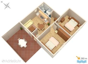 Vodice, Plan in the apartment, WiFi.