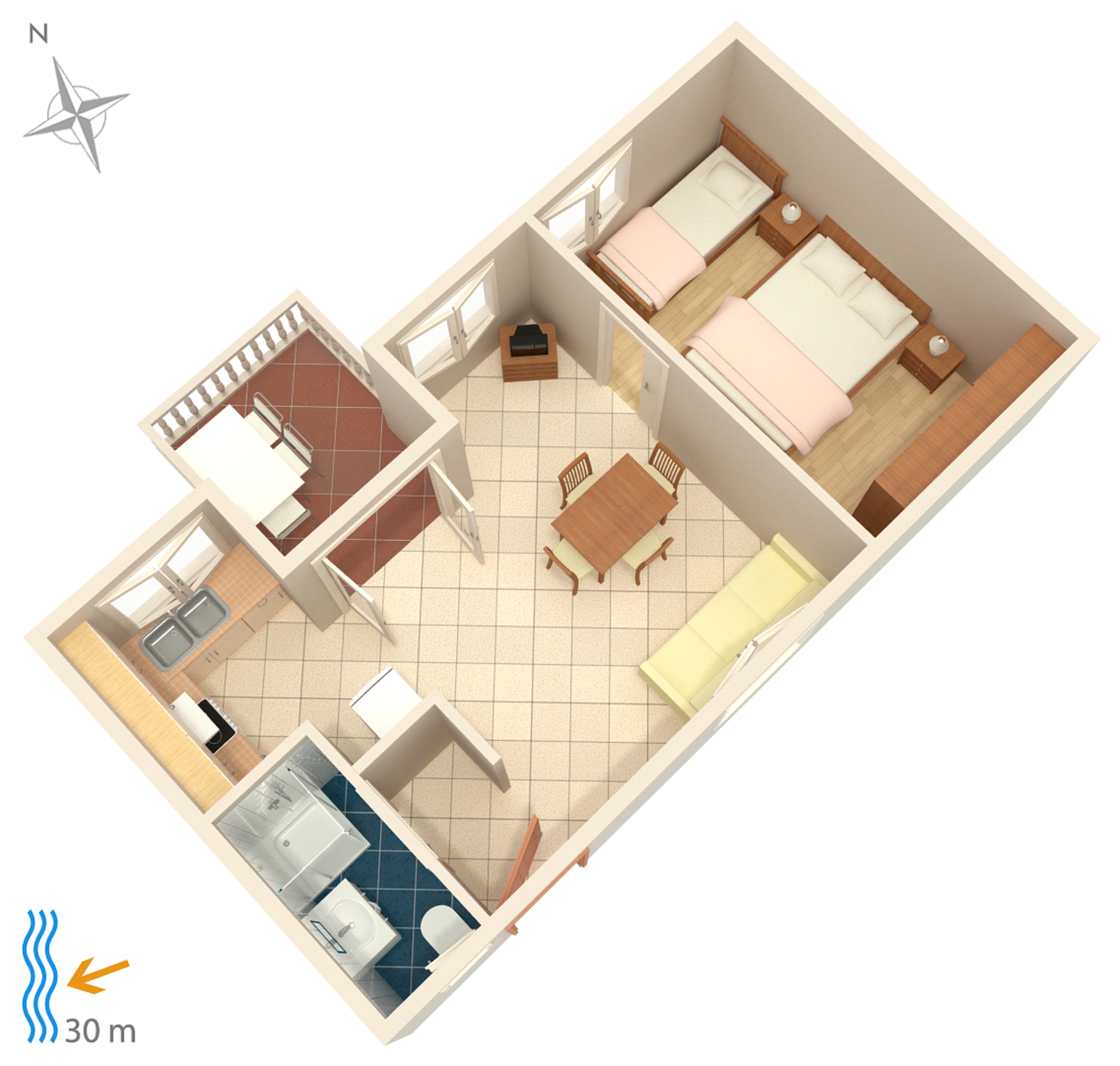 One bedroom apartment near beach Brodarica, Šibenik  A-a