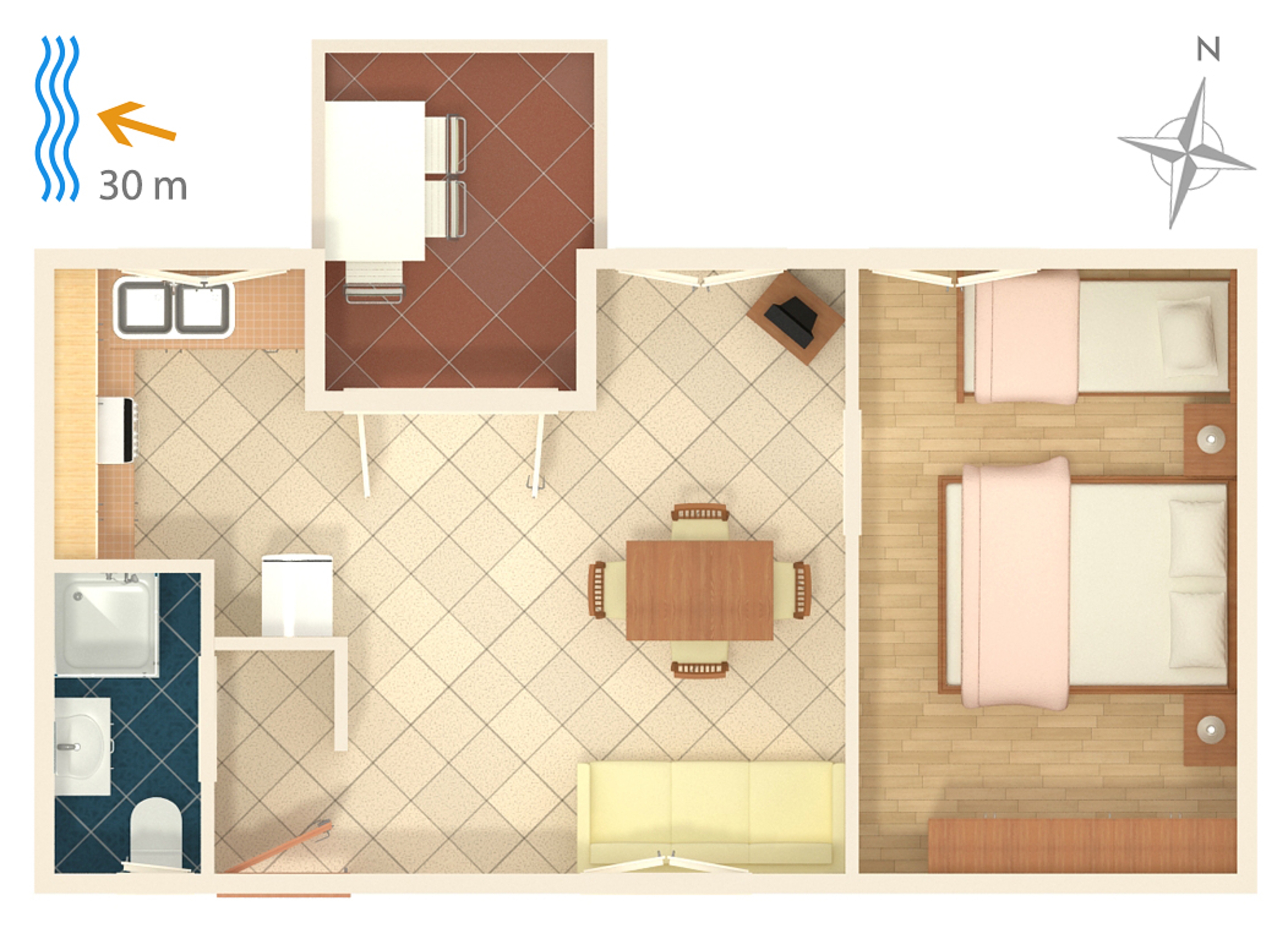 One bedroom apartment near beach Brodarica, Šibenik  A-a