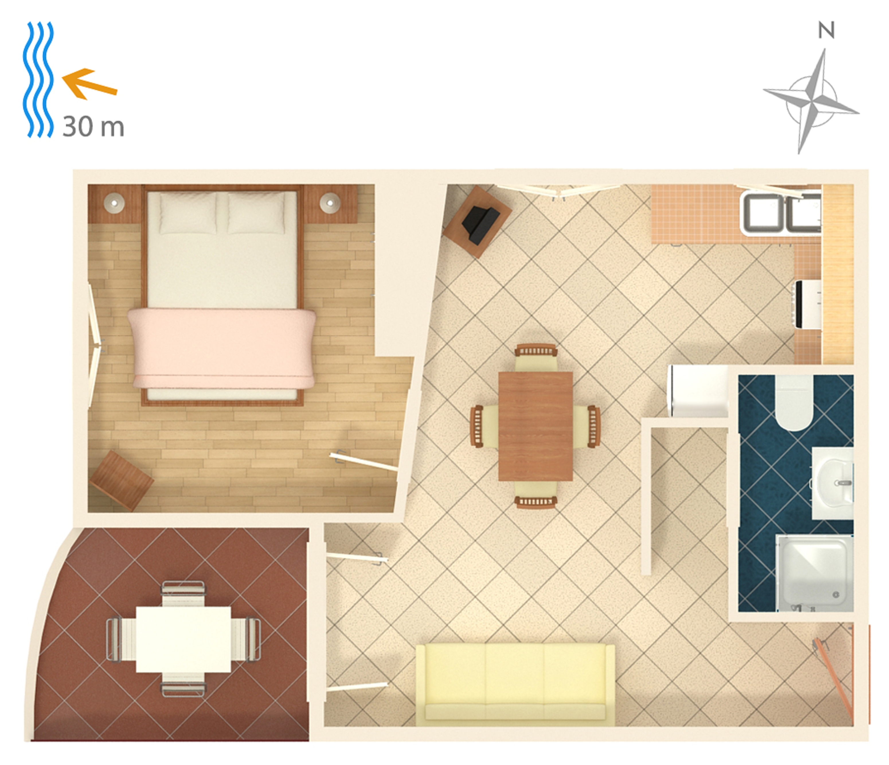 One bedroom apartment near beach Brodarica, Šibenik  A-b