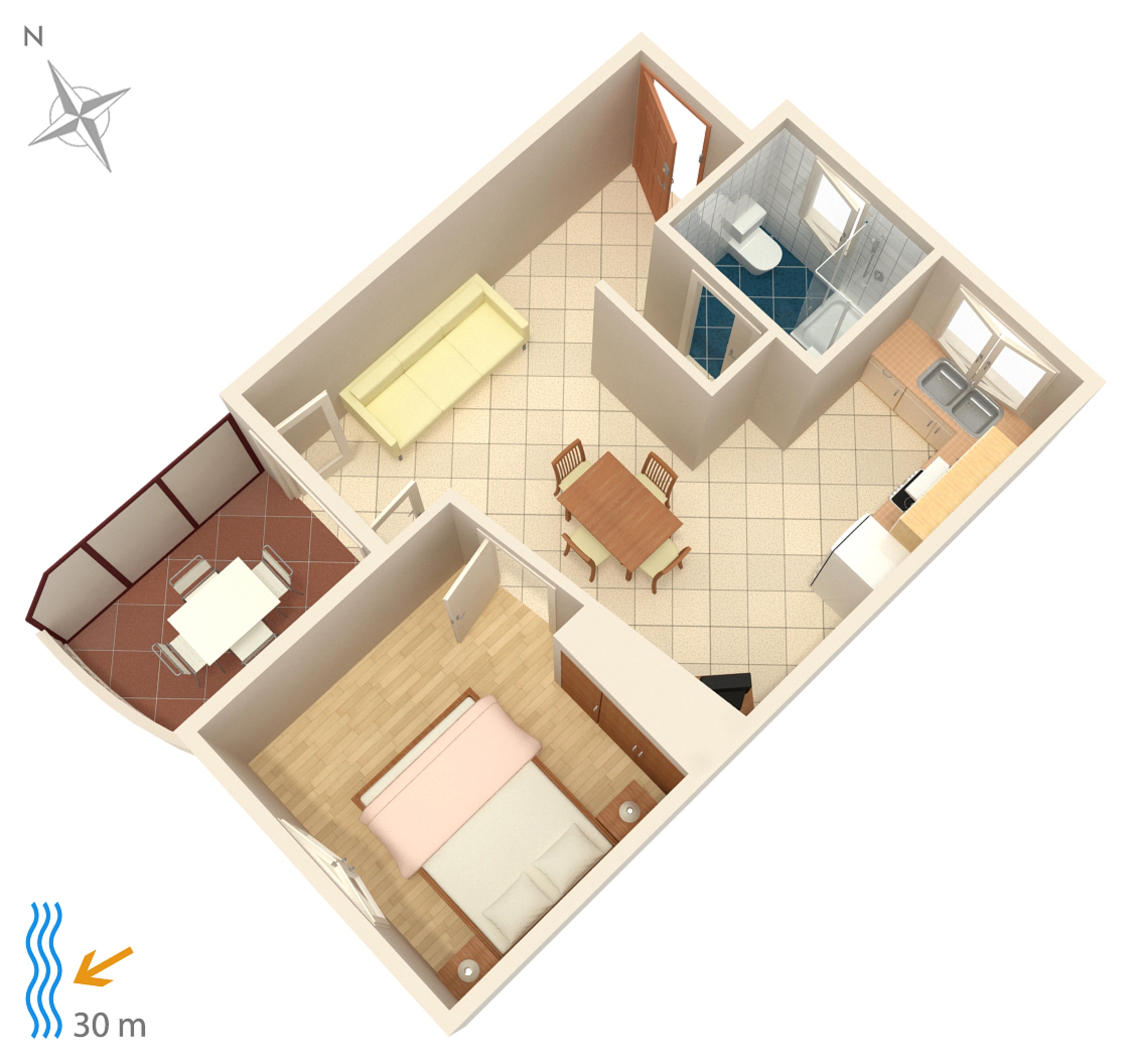 One bedroom apartment near beach Brodarica, Šibenik  A-c