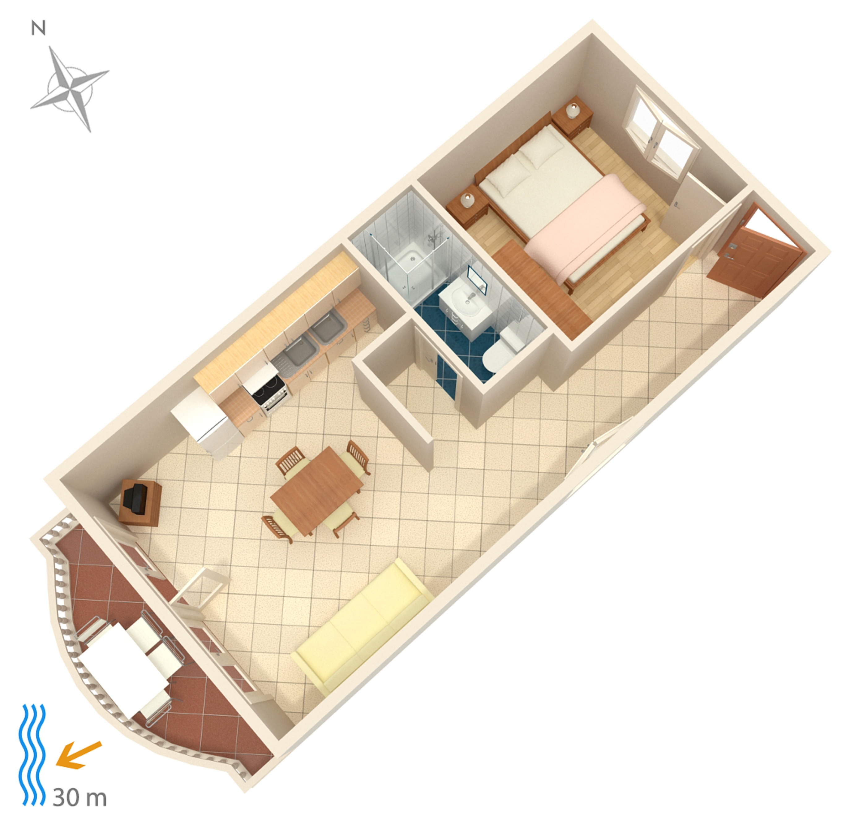 One bedroom apartment near beach Brodarica, Šibenik  A-d