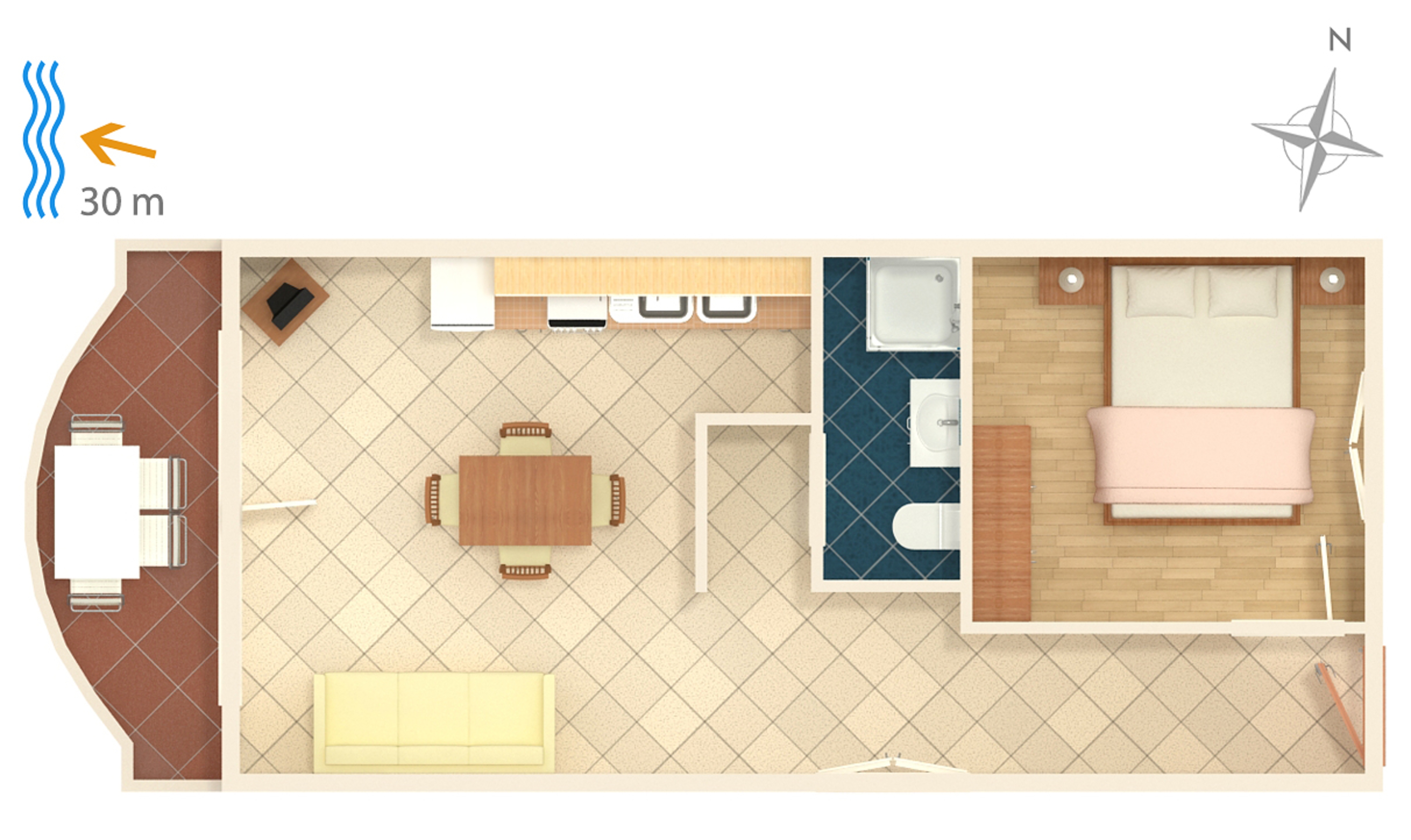One bedroom apartment near beach Brodarica, Šibenik  A-d