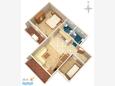 Bibinje, plattegrond in the apartment, (pet friendly) en WiFi.