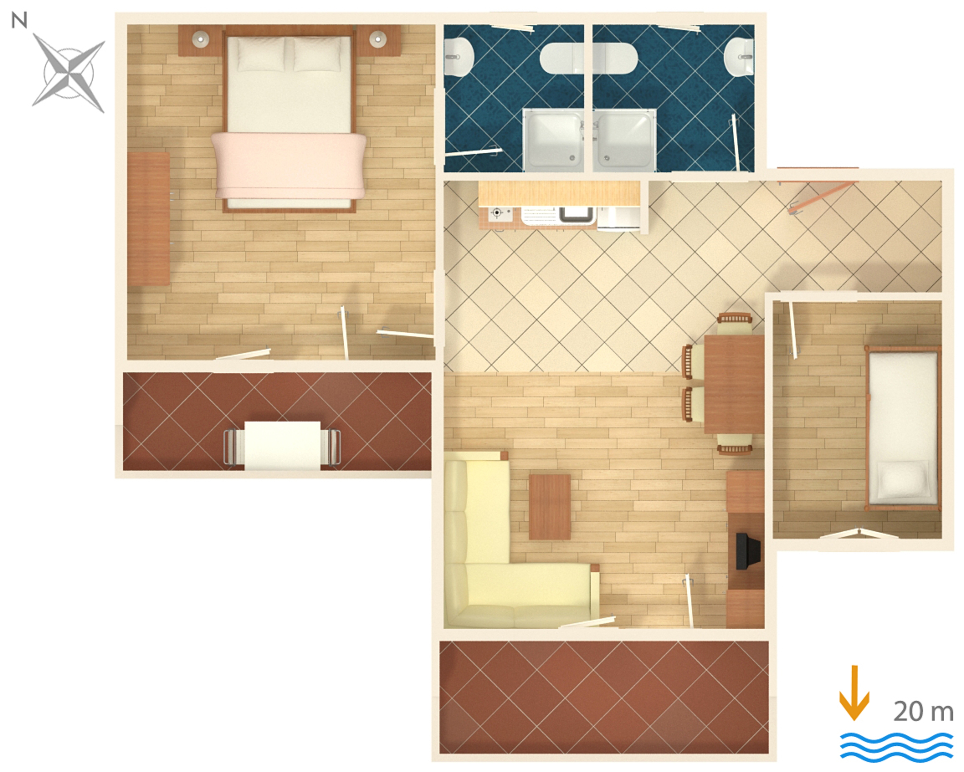 Two bedroom apartment near beach Bibinje, Zadar  A-b
