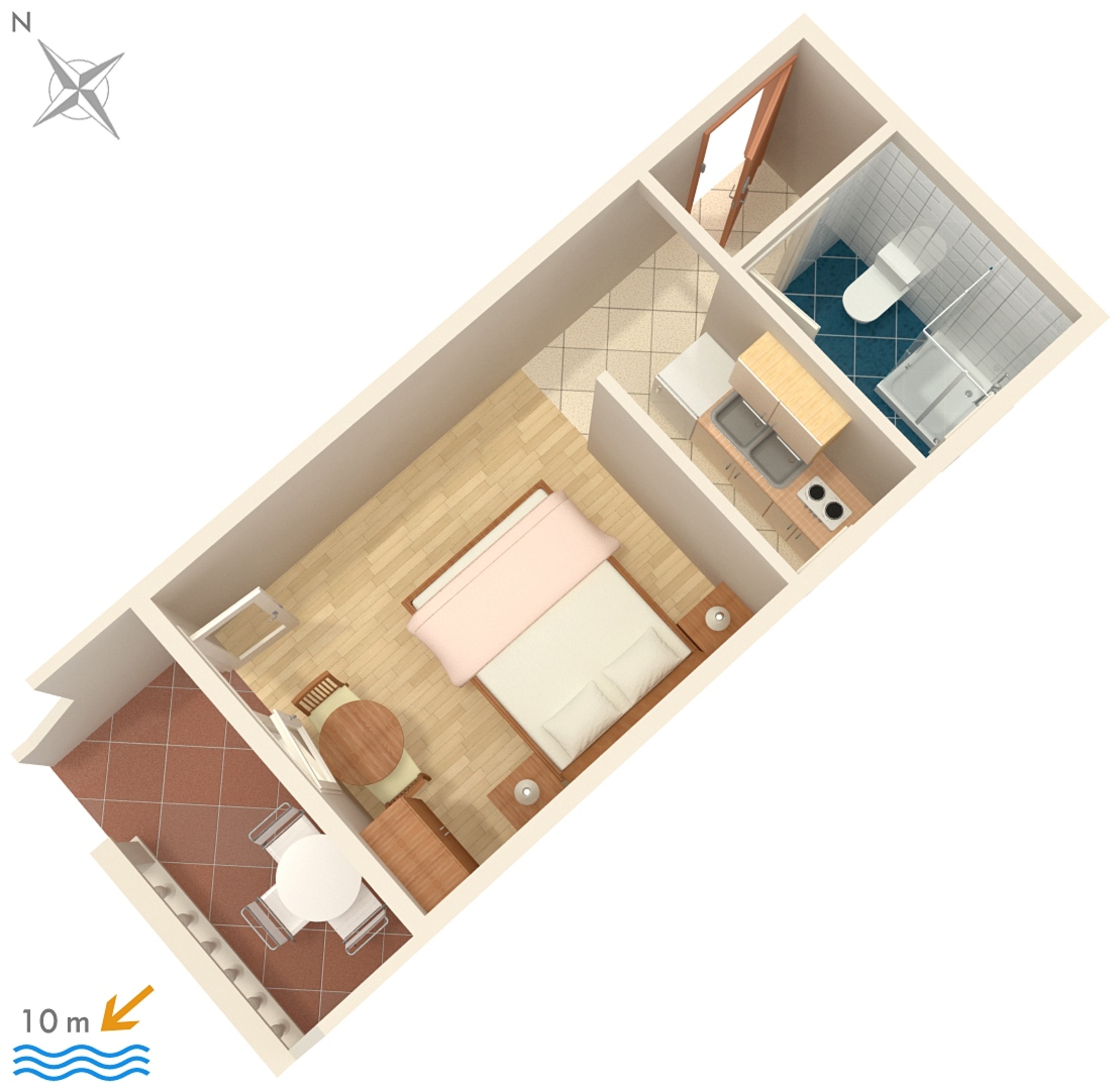 Studio flat near beach Bibinje, Zadar  AS-a
