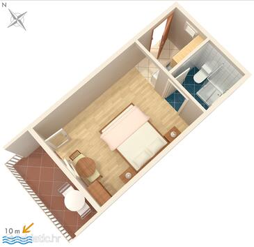 Plan Bibinje, Plan in the studio-apartment, WIFI.