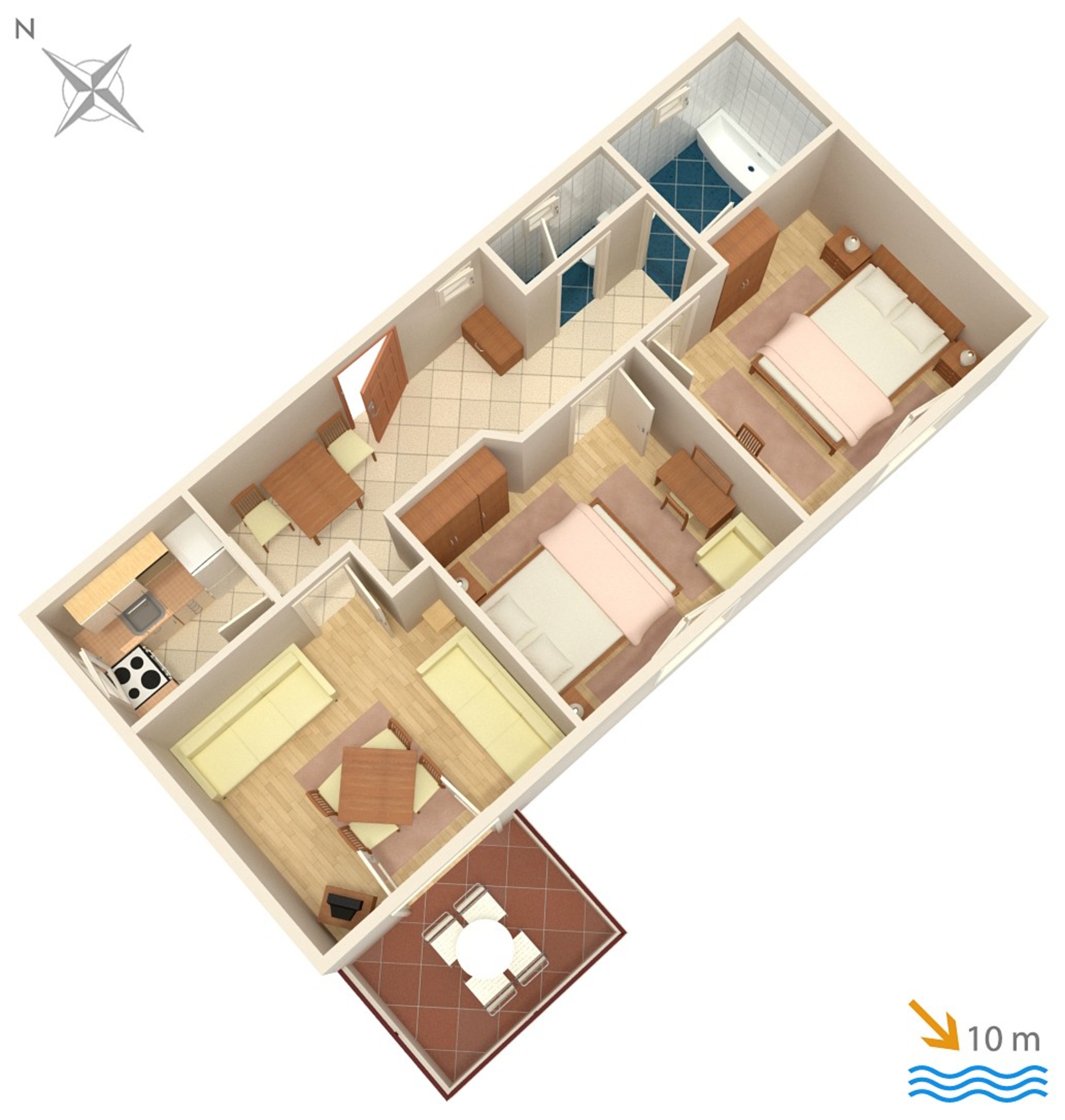 Two bedroom apartment near beach Vodice  A-a