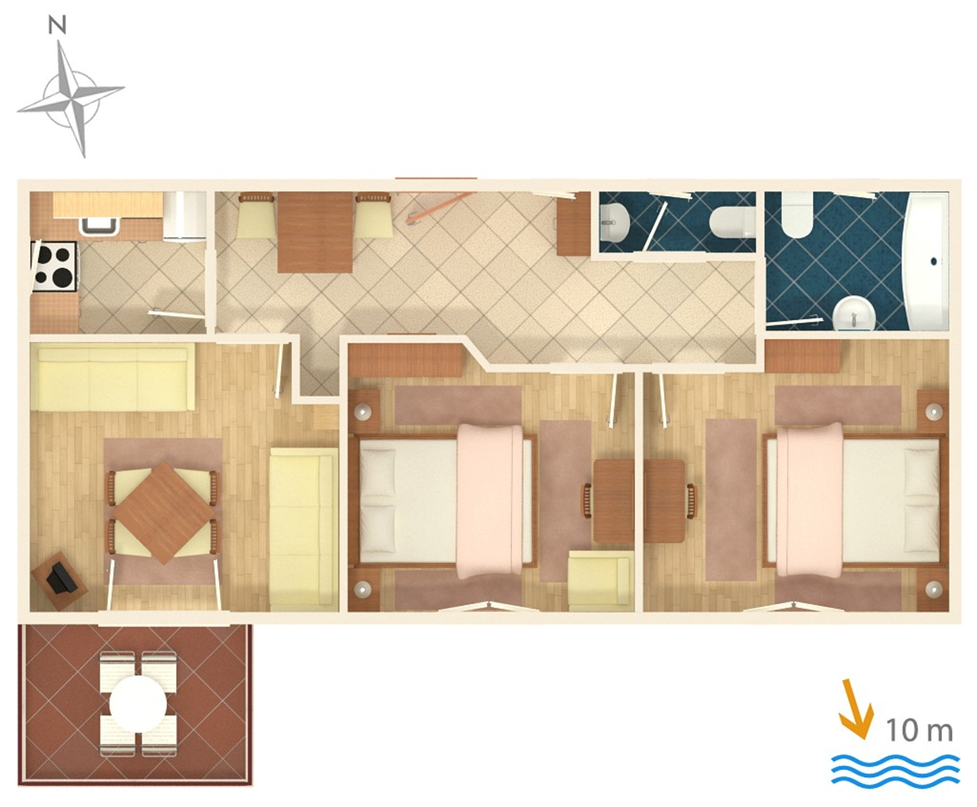 Two bedroom apartment near beach Vodice  A-a