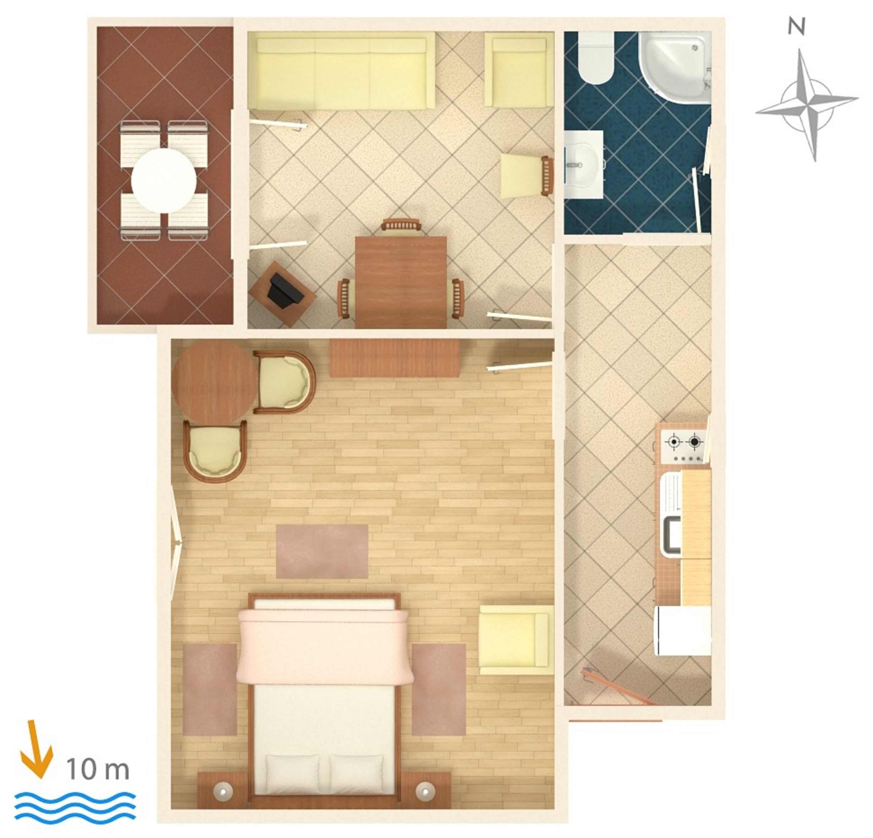 One bedroom apartment near beach Vodice  A-b