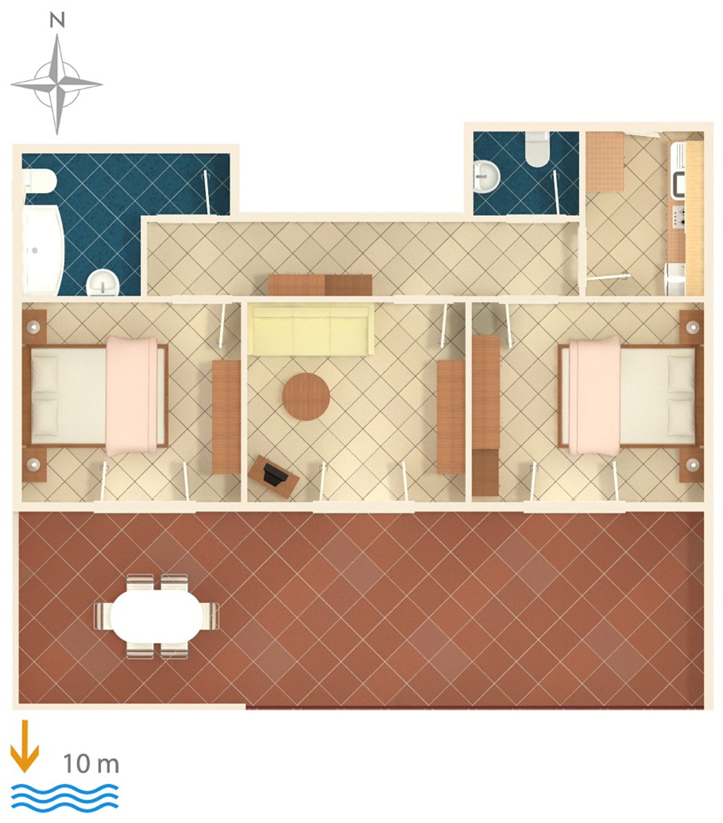 Two bedroom apartment near beach Vodice  A-d
