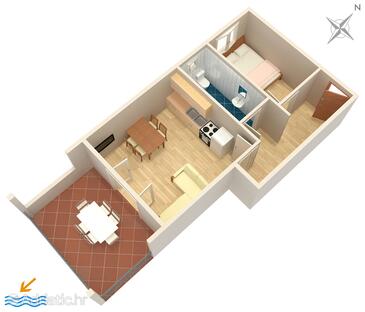 Plan Tribunj, Plan in the apartment, dopusteni kucni ljubimci i WIFI.