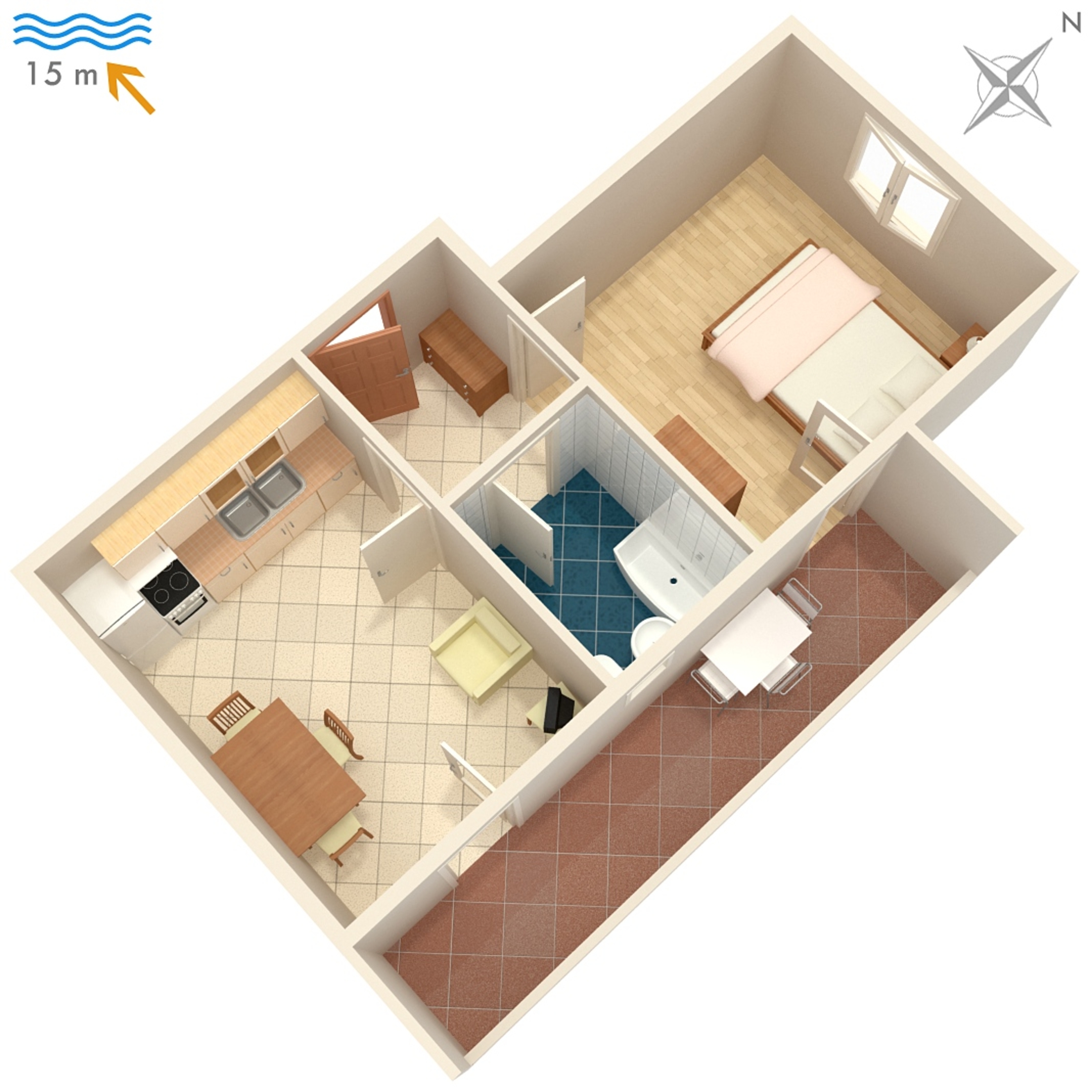 One bedroom apartment near beach Ražanj, Rogoznica  A-b