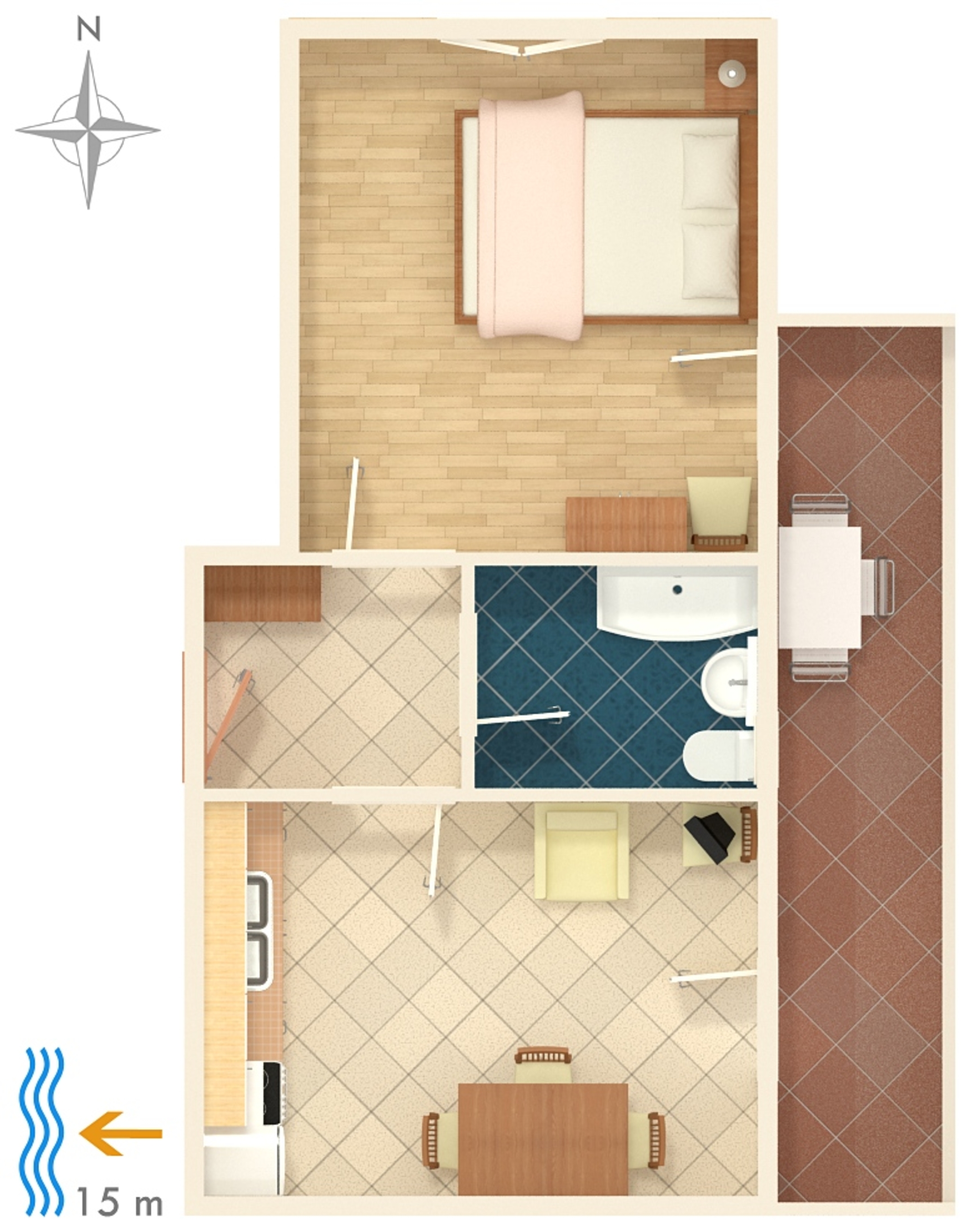 One bedroom apartment near beach Ražanj, Rogoznica  A-b