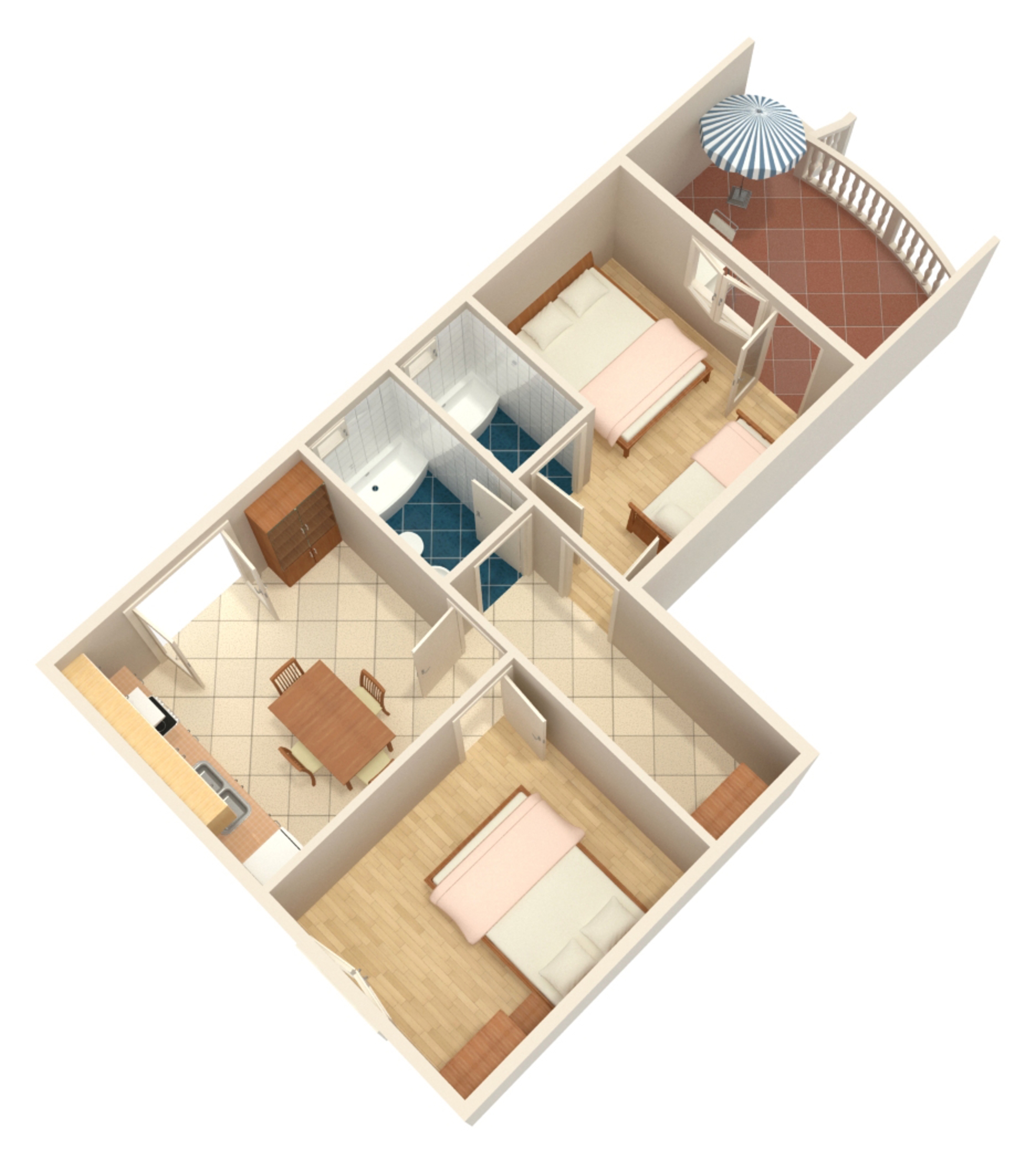 Two bedroom apartment with terrace and sea view Grebaštica, Šibenik  A-a