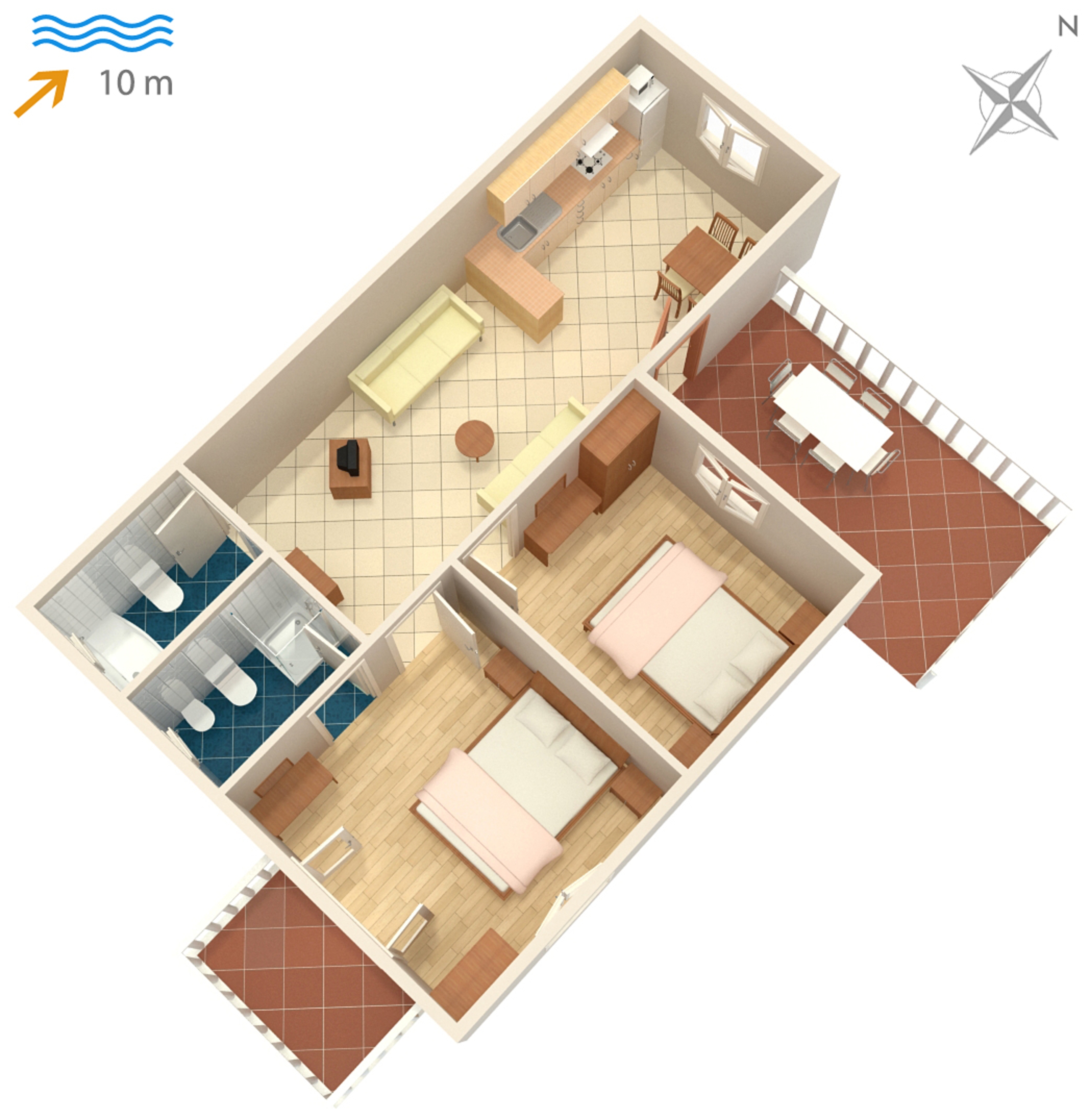 Two bedroom apartment with terrace and sea view Kanica, Rogoznica  A-a