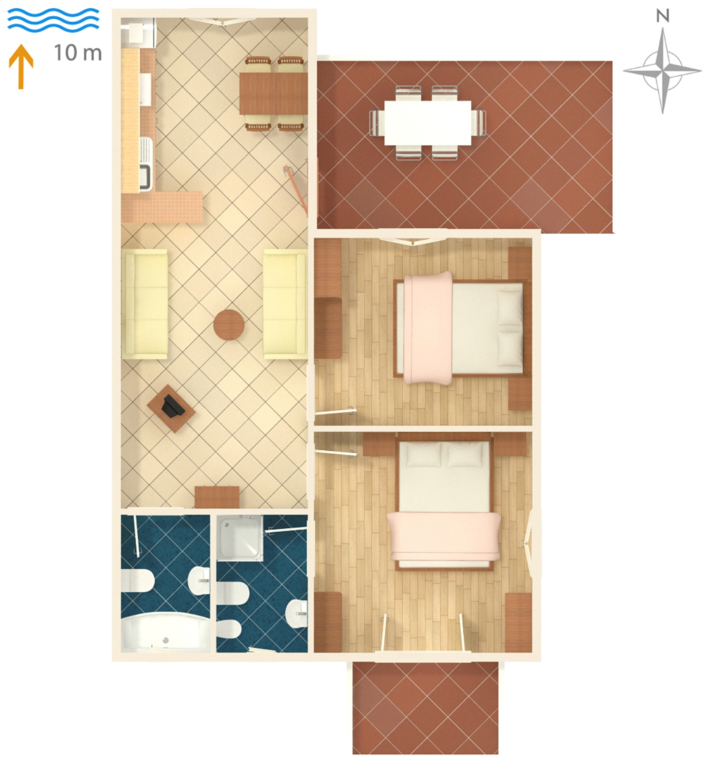 Two bedroom apartment with terrace and sea view Kanica, Rogoznica  A-a