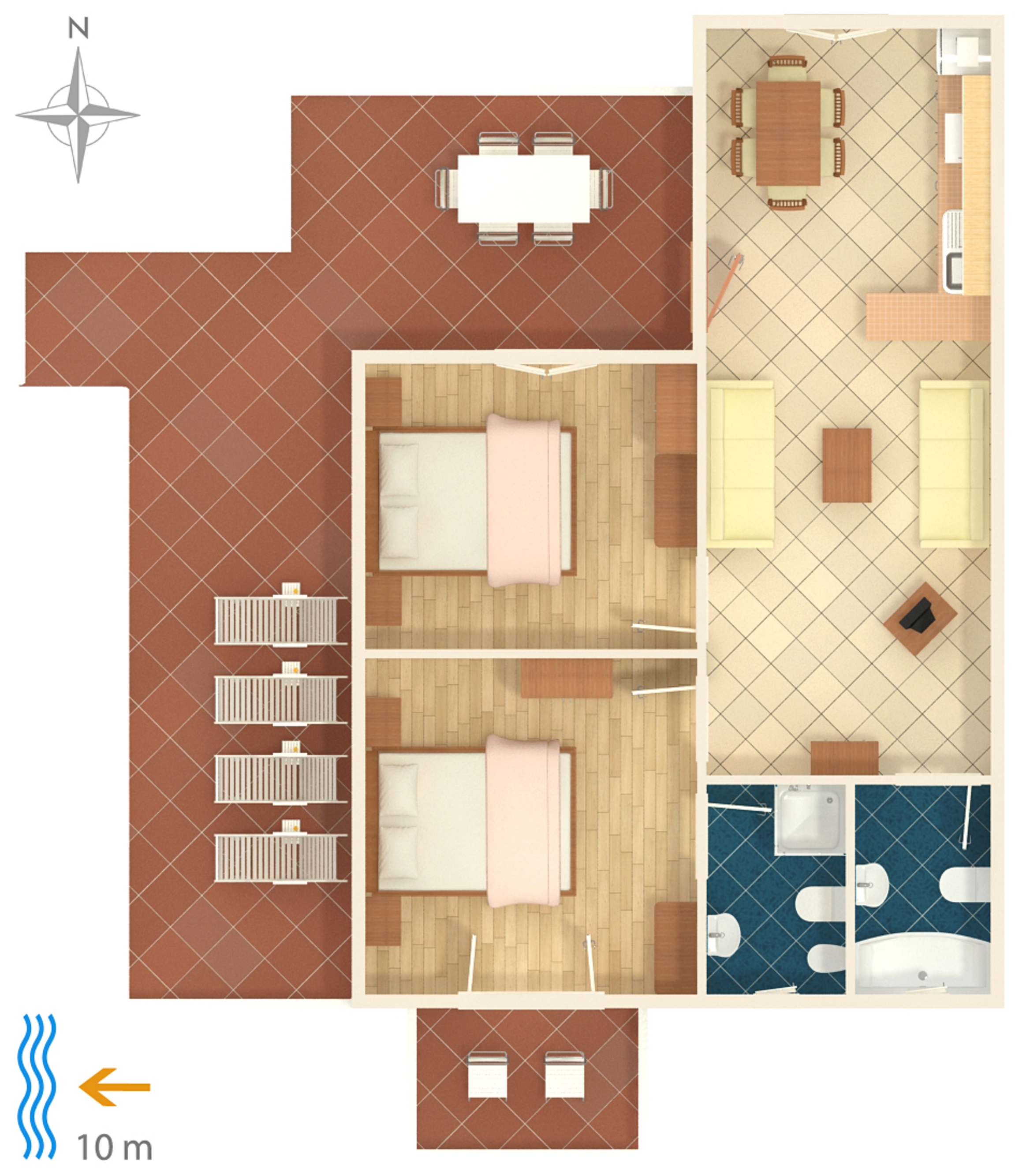 Two bedroom apartment with terrace and sea view Kanica, Rogoznica  A-b