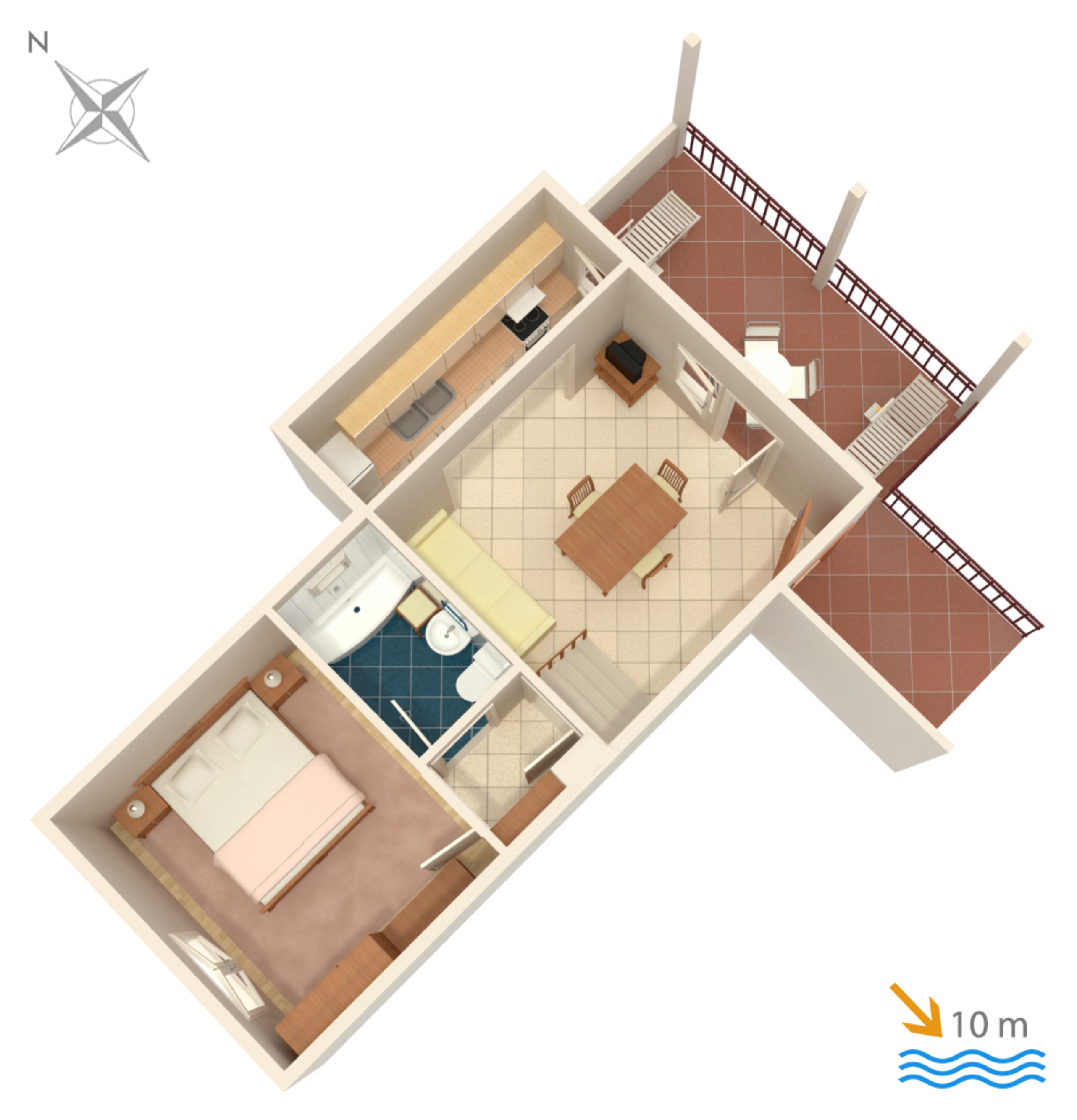 One bedroom apartment near beach Vinišće, Trogir  A-b