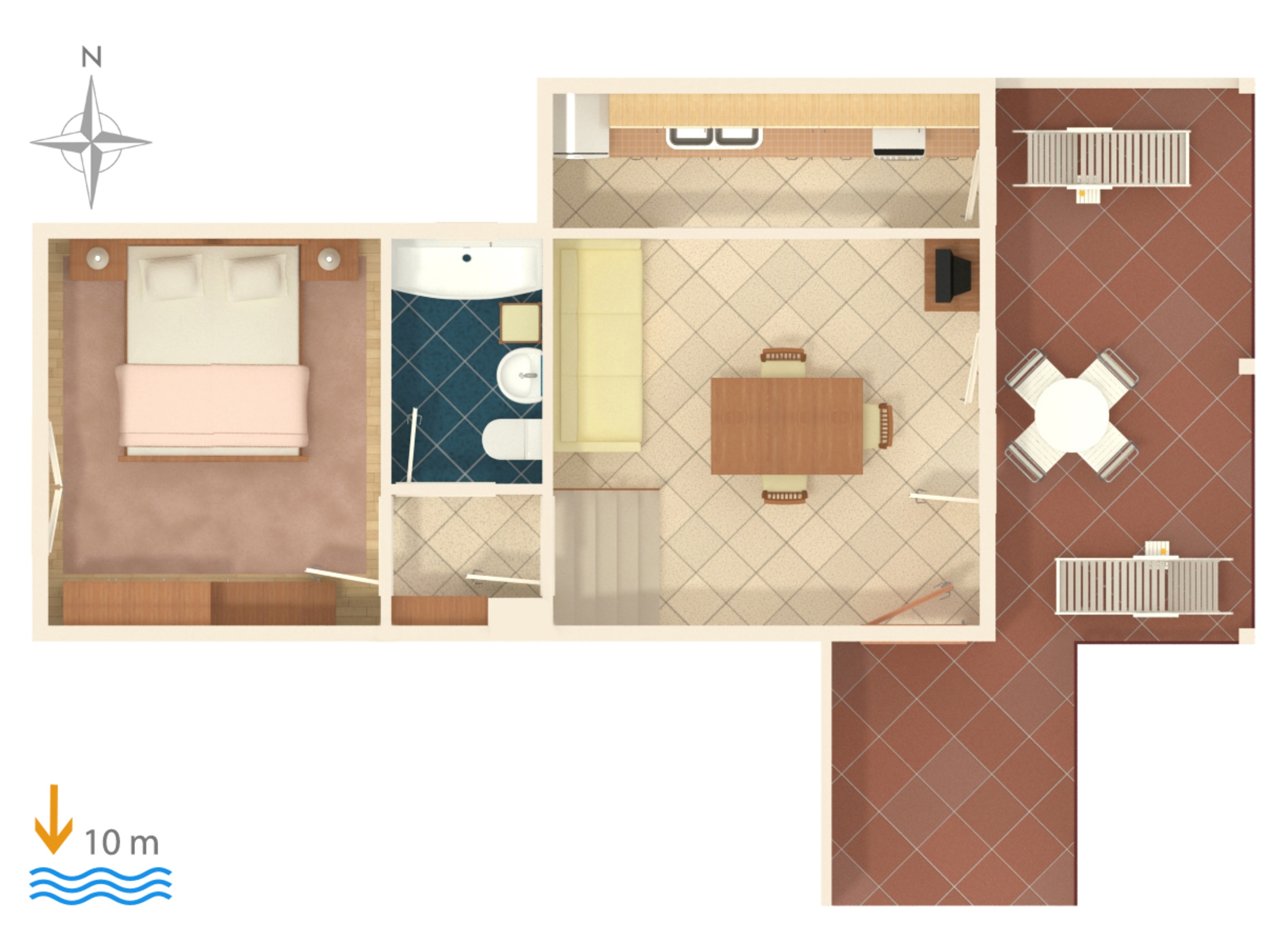 One bedroom apartment near beach Vinišće, Trogir  A-b