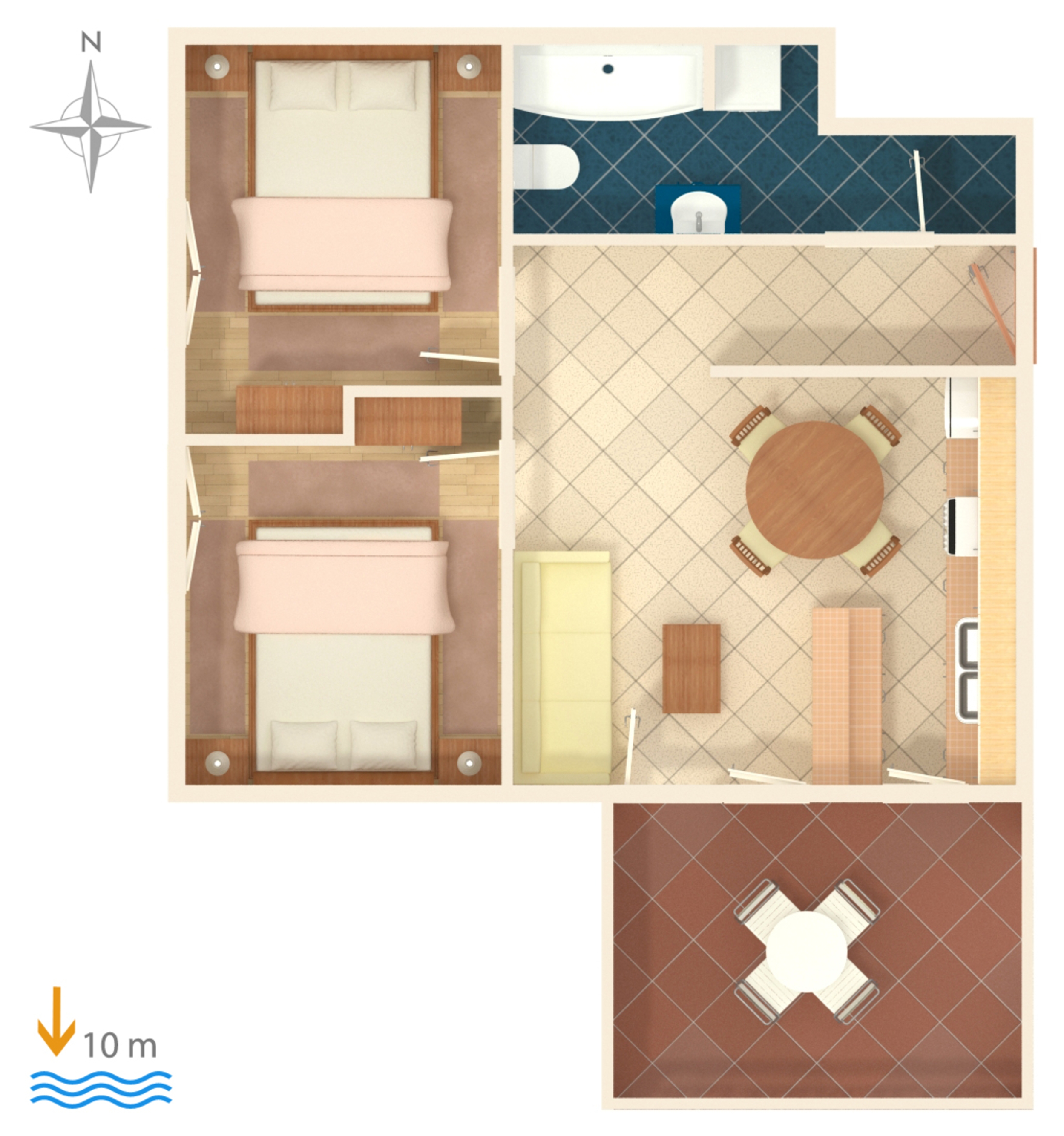 Two bedroom apartment near beach Vinišće, Trogir  A-c