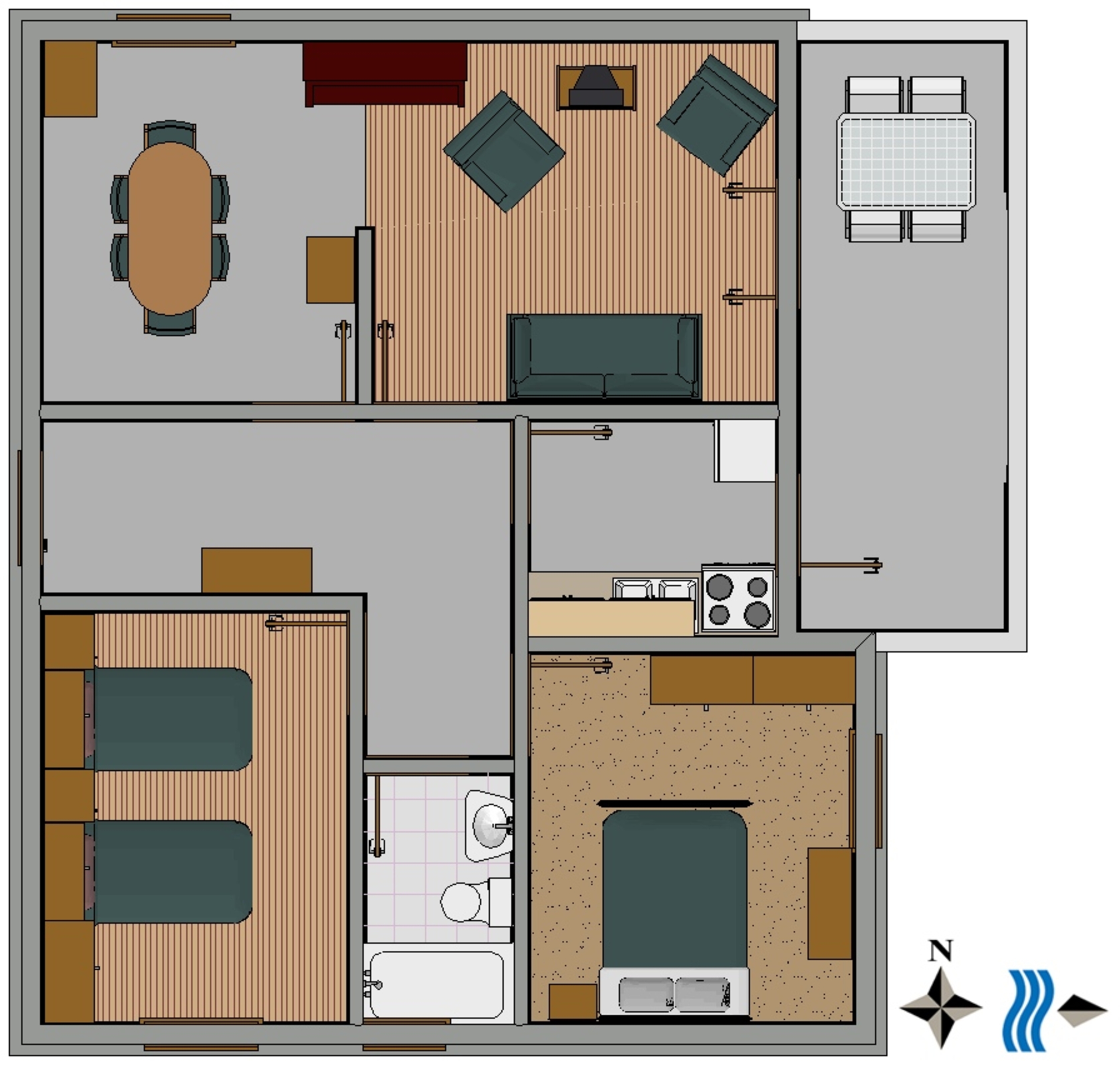 Two bedroom apartment with terrace and sea view Vrbnik, Krk  A-a