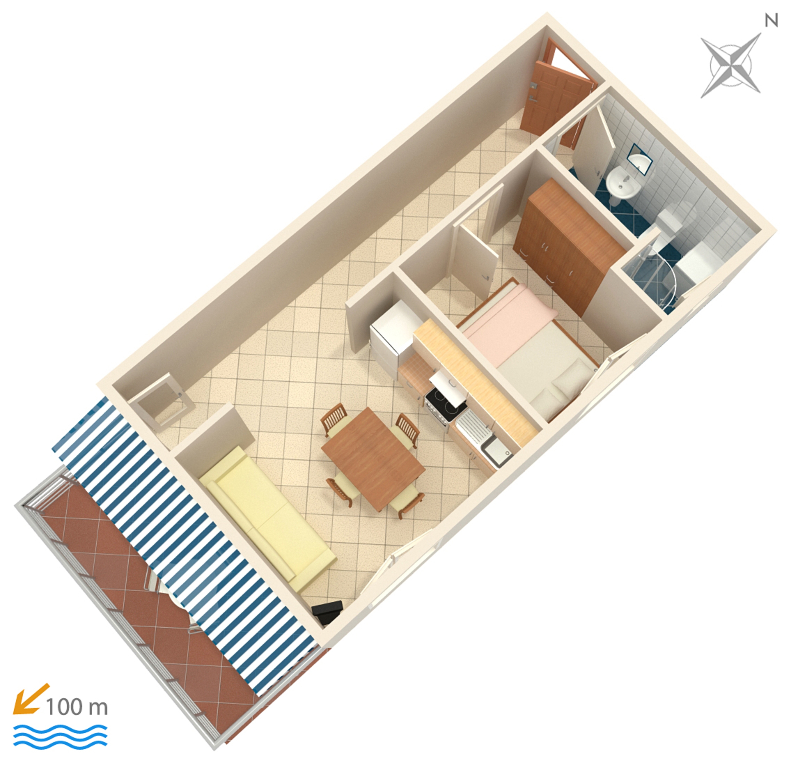 One bedroom apartment with terrace and sea view Rastići, Čiovo  A-a