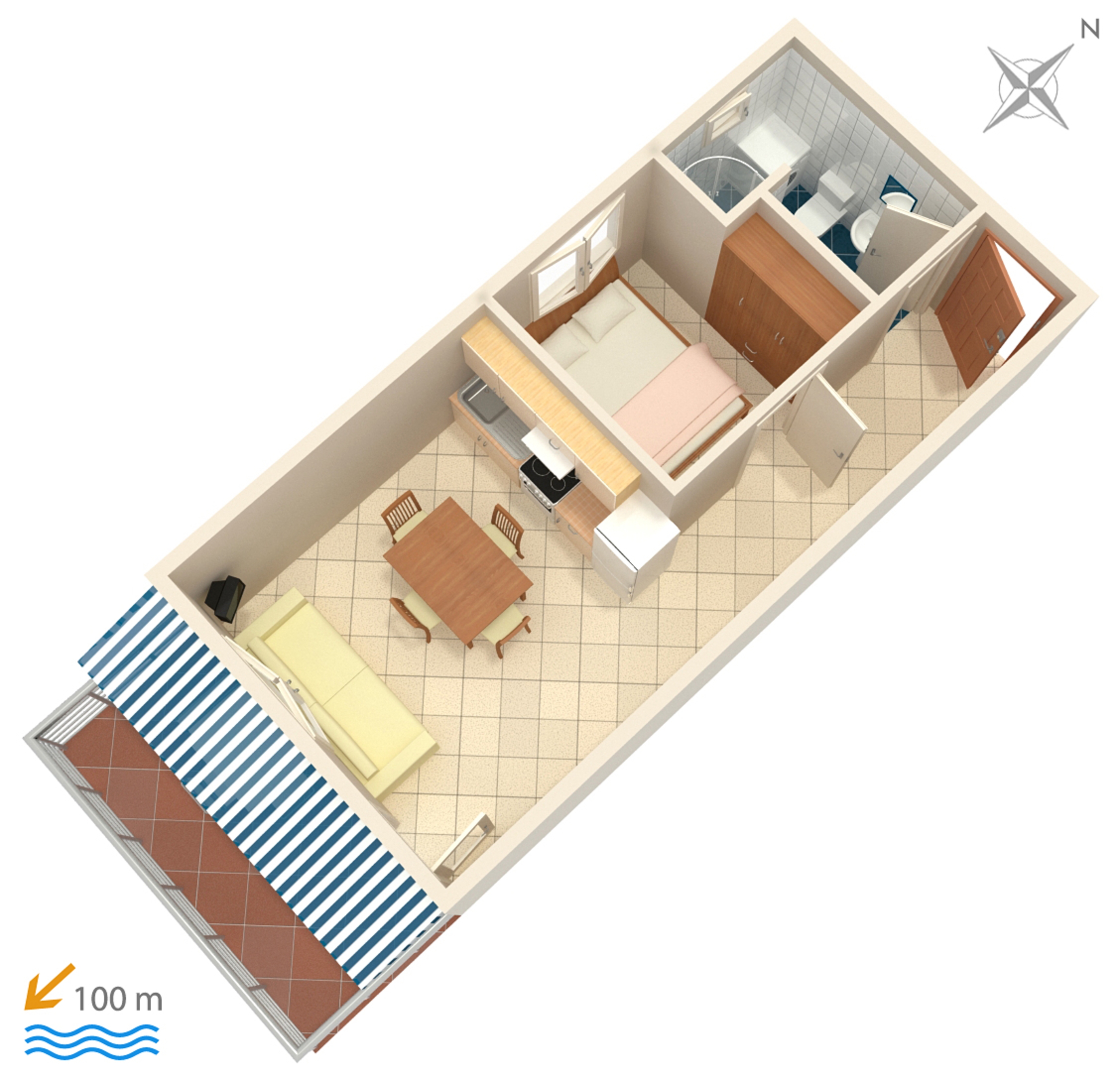 One bedroom apartment with terrace and sea view Rastići, Čiovo  A-b