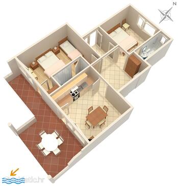 Plan Tisno, Plan in the apartment, dopusteni kucni ljubimci i WIFI.