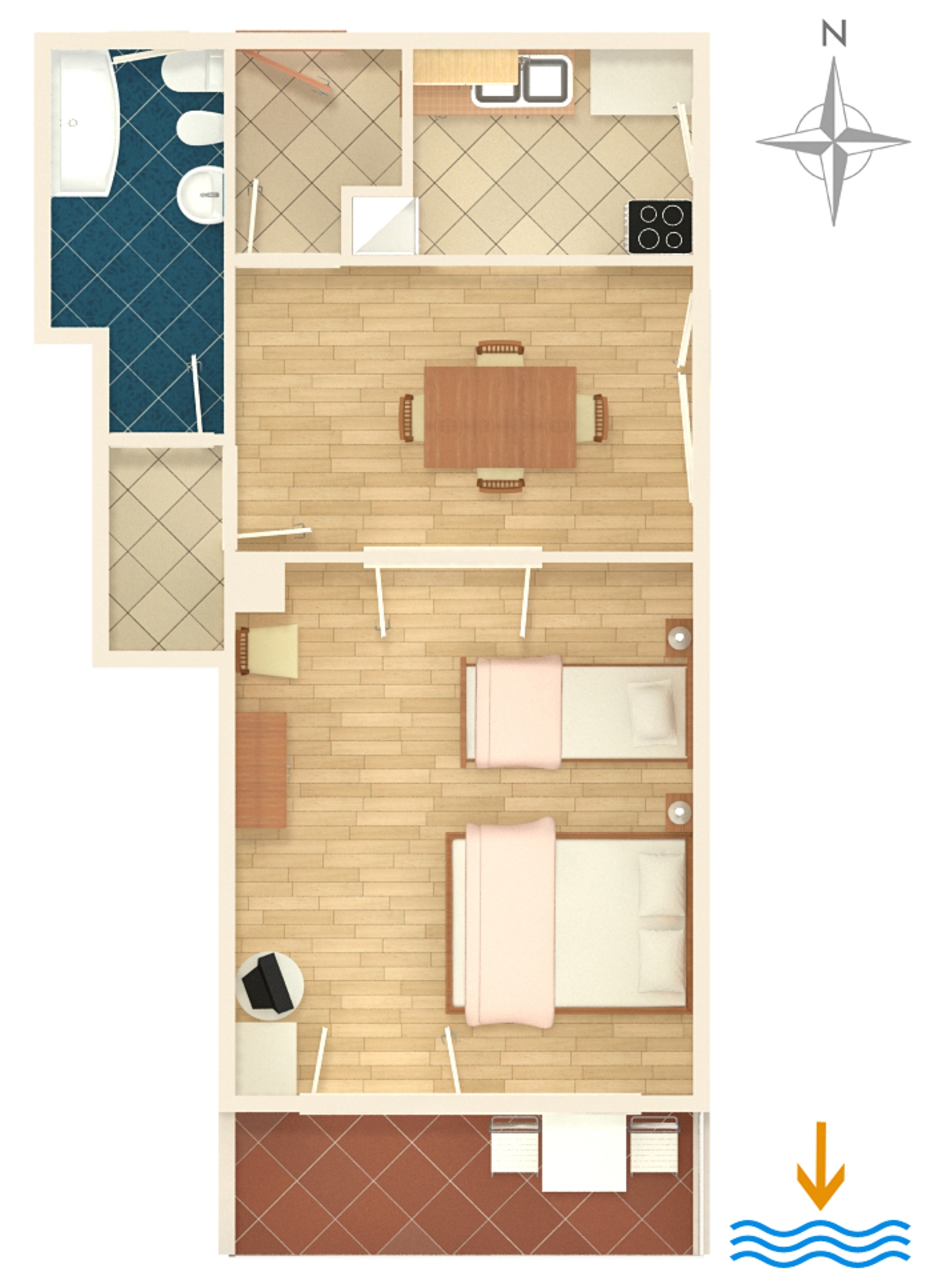 One bedroom apartment with balcony and sea view Tisno, Murter  A-b