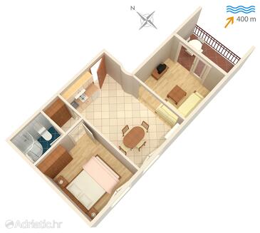 Plan Tisno, Plan in the apartment, dopusteni kucni ljubimci i WIFI.