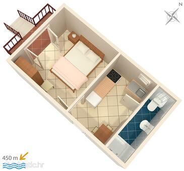 Plan Biograd na Moru, Plan in the studio-apartment, WIFI.