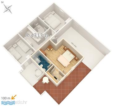 Plan Rogoznica, Plan in the studio-apartment, WIFI.