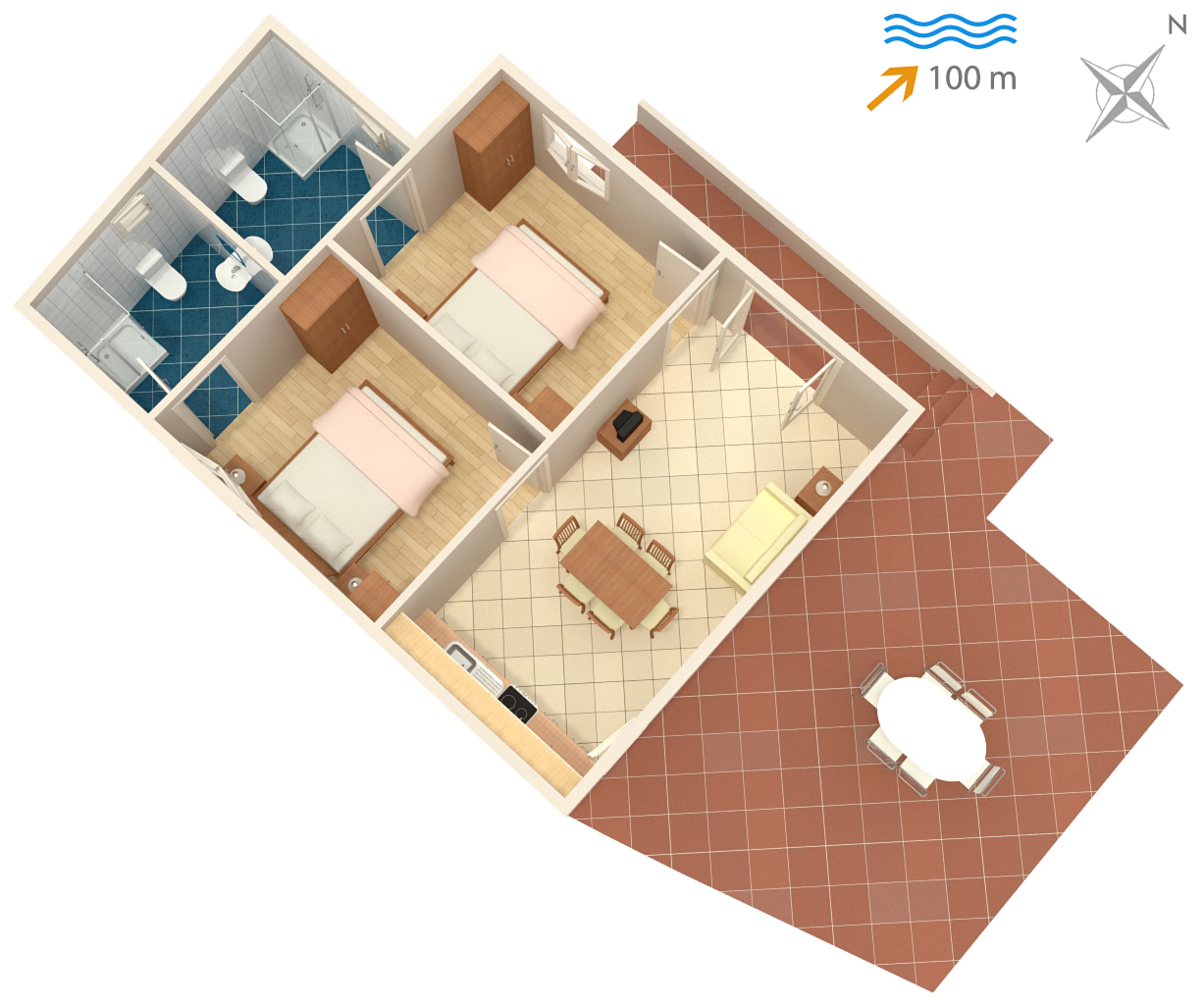 Two bedroom apartment with terrace Arbanija, Čiovo  A-b