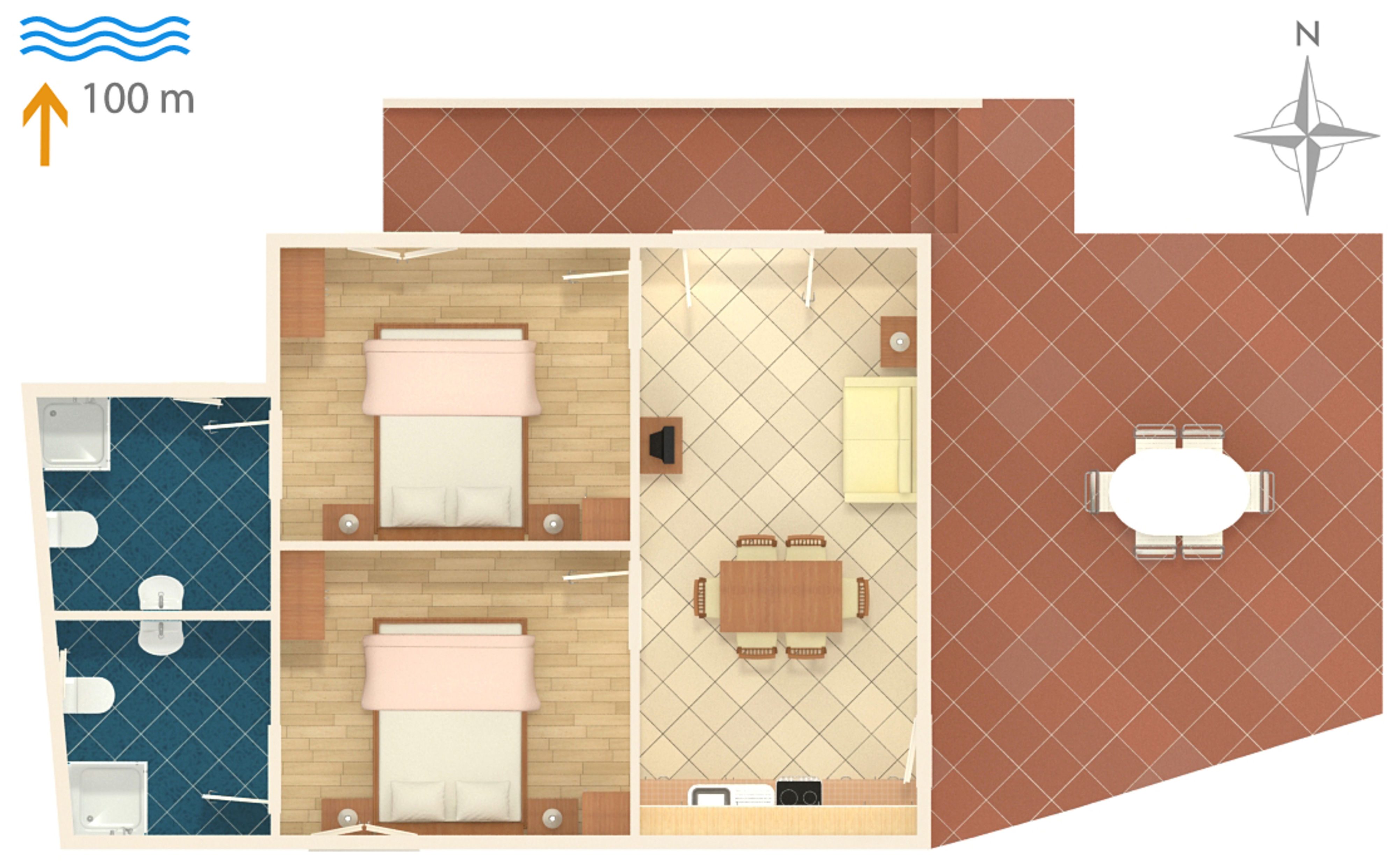 Two bedroom apartment with terrace Arbanija, Čiovo  A-b