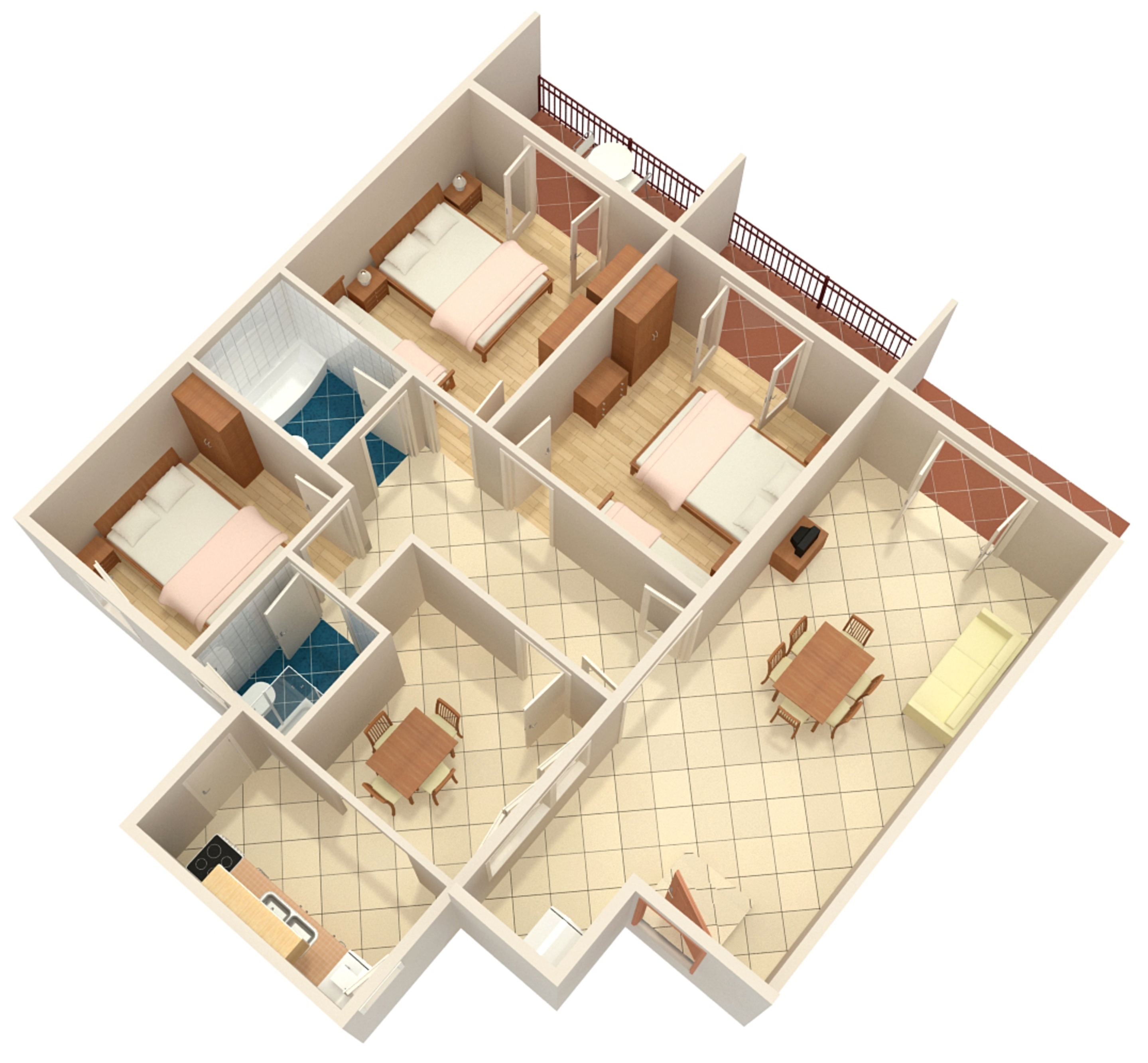 Three bedroom apartment with terrace Podgora, Makarska  A-a