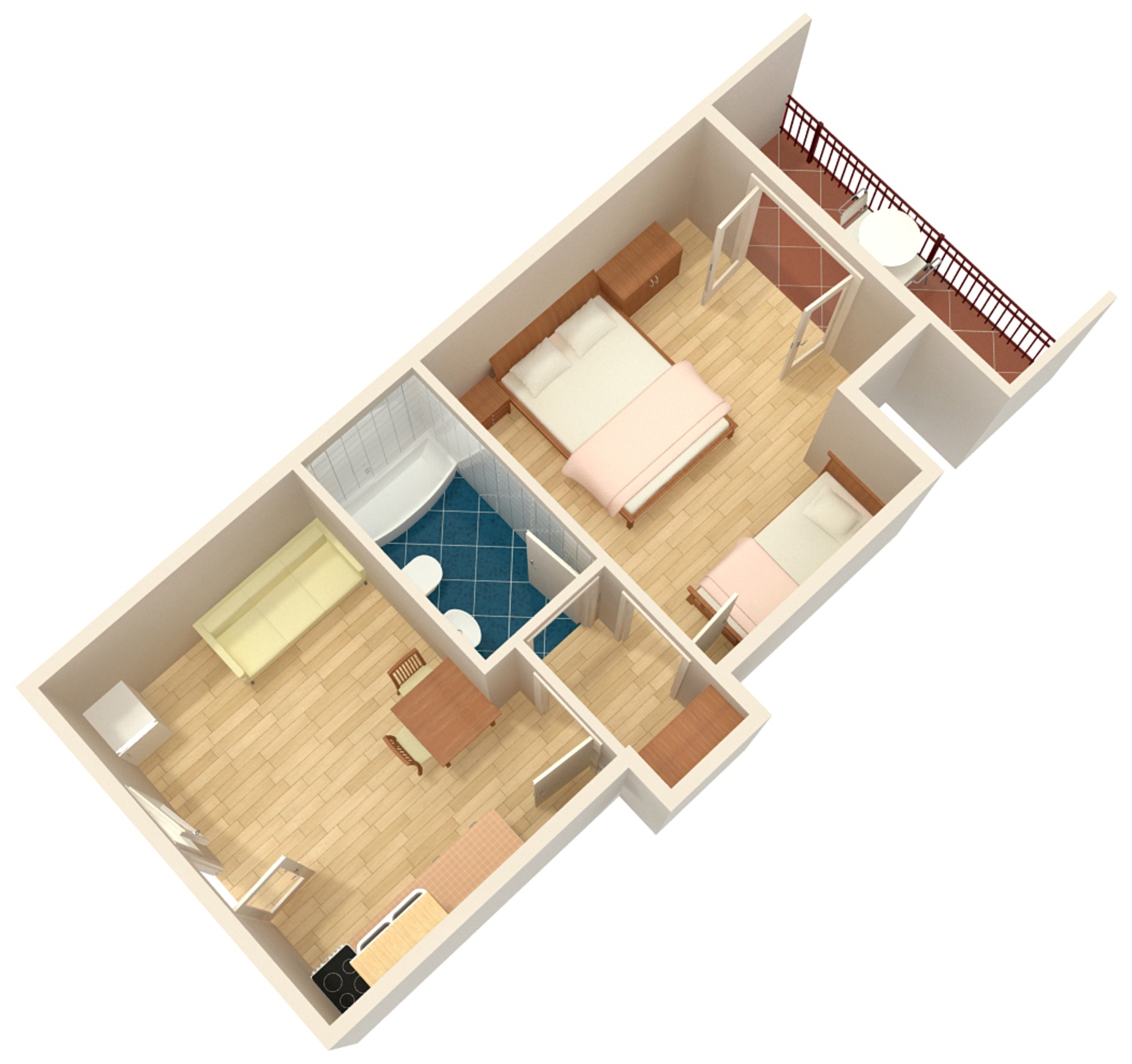 One bedroom apartment with balcony and sea view Podgora, Makarska  A-b