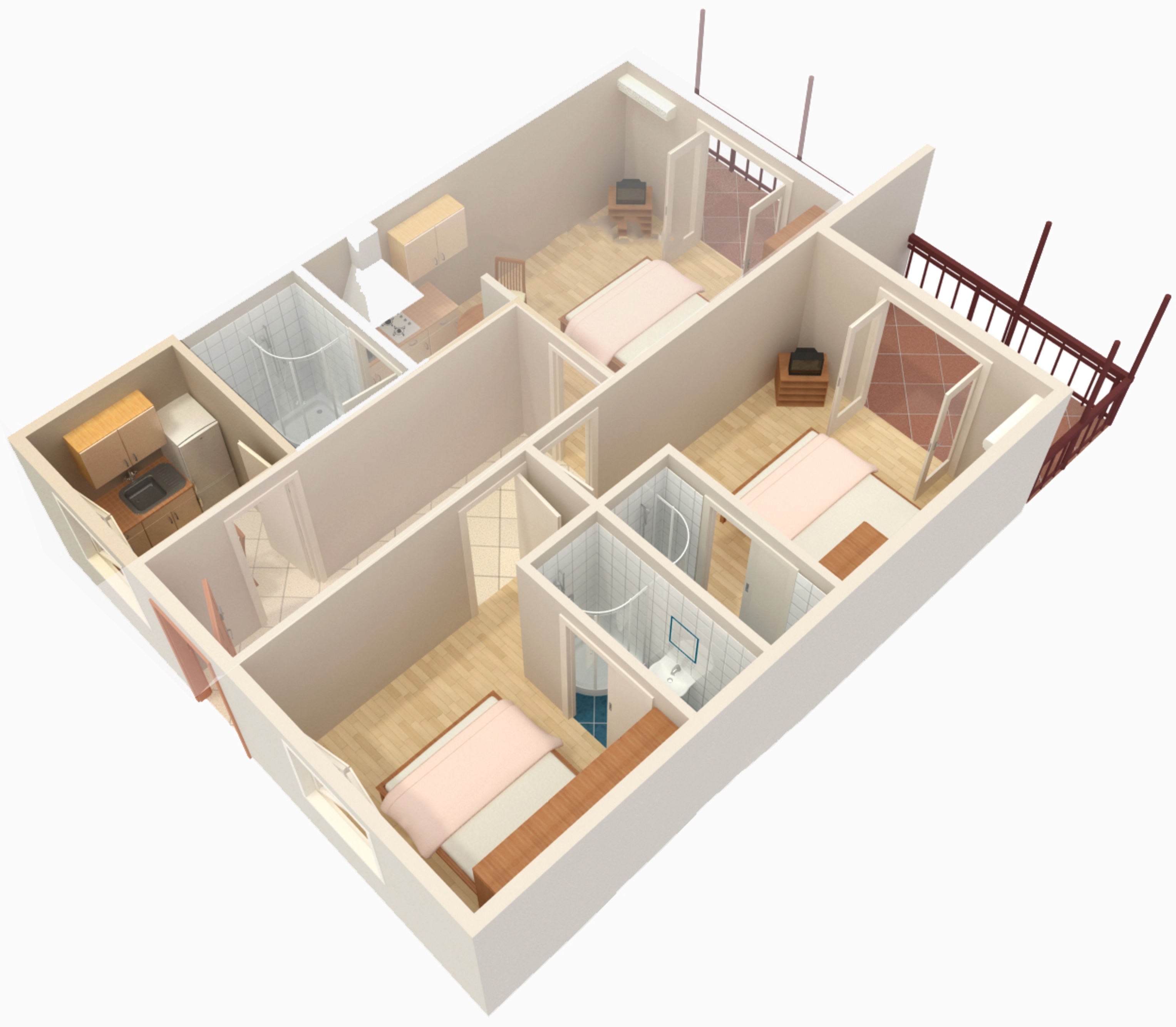 Three bedroom apartment with terrace and sea view Brna, Korčula  A-b