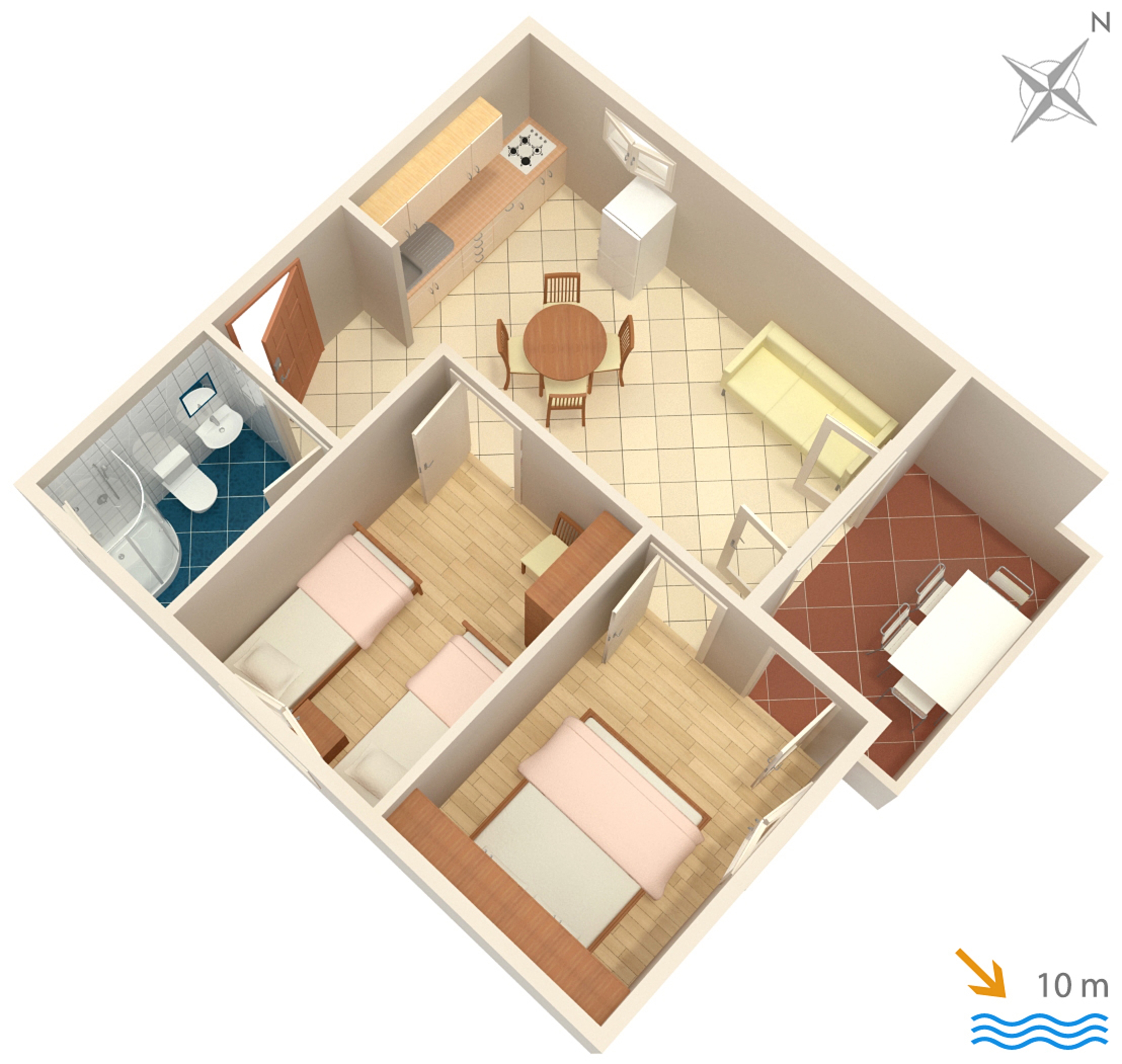 Two bedroom apartment near beach Lavdara, Dugi otok  A-a