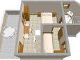 Lavdara, Plan in the studio-apartment, (pet friendly).