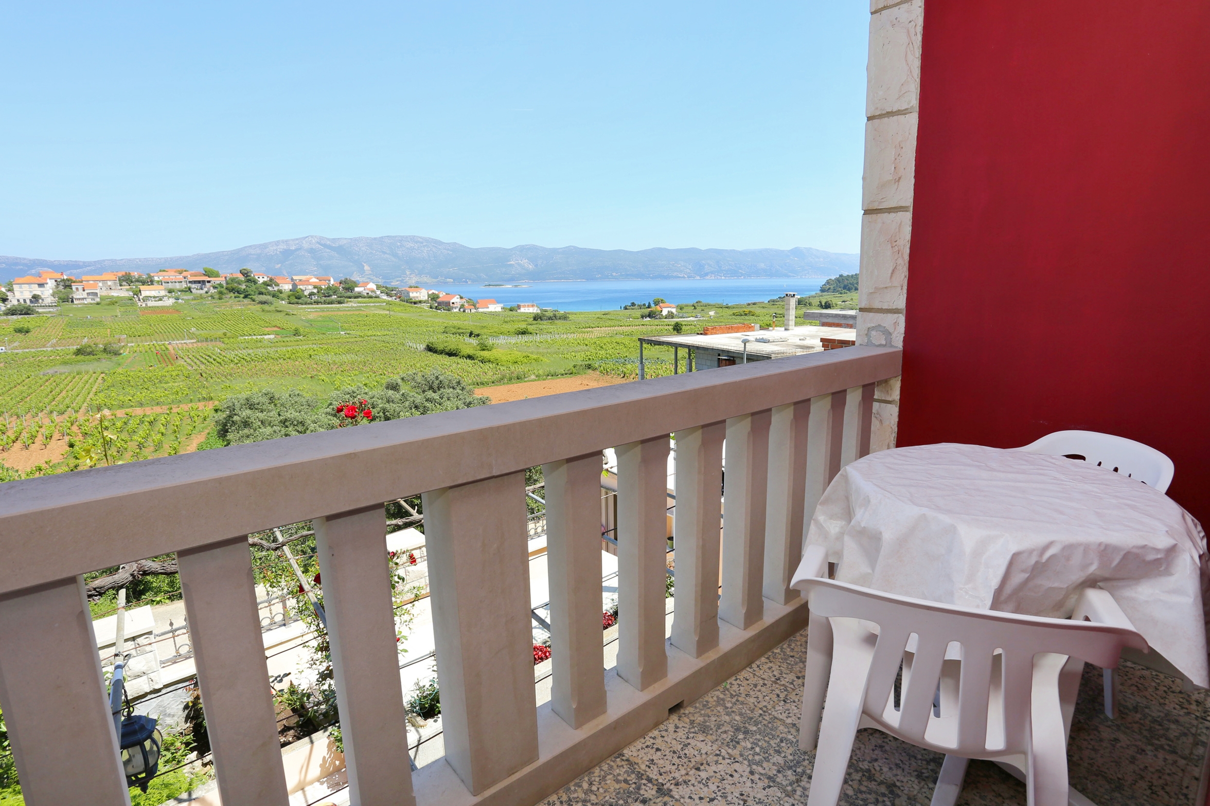 Dvosobni apartman s terasom i pogledom na more Lumbarda, Korčula  A-a