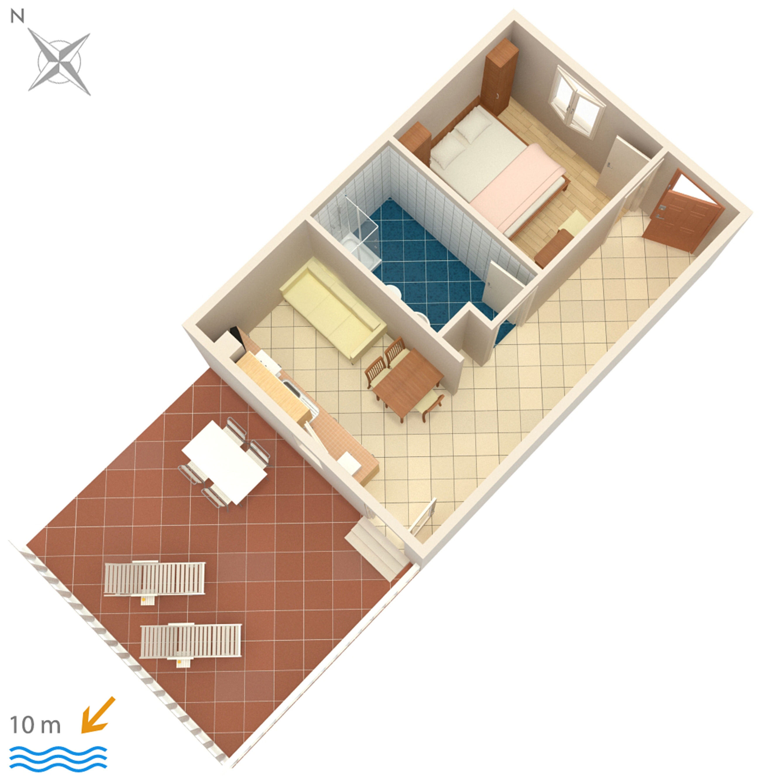 One bedroom apartment near beach Veli Rat, Dugi otok  A-c