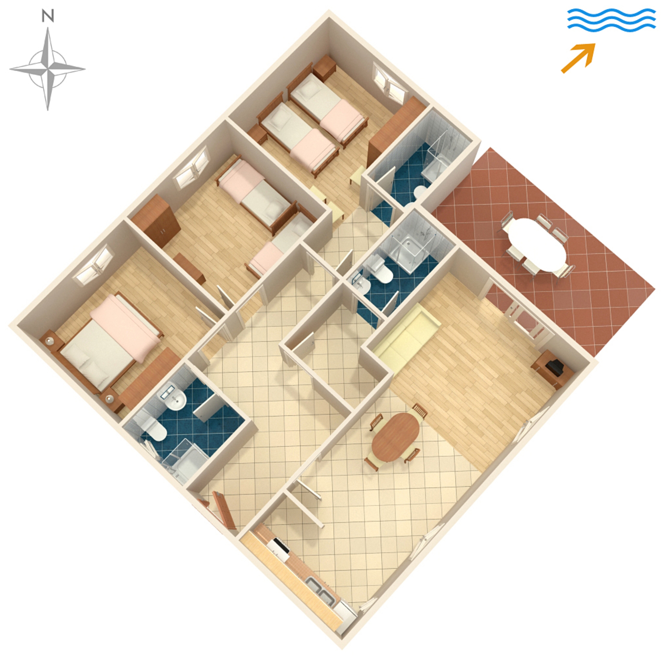 Three bedroom apartment near beach Korčula  A-a