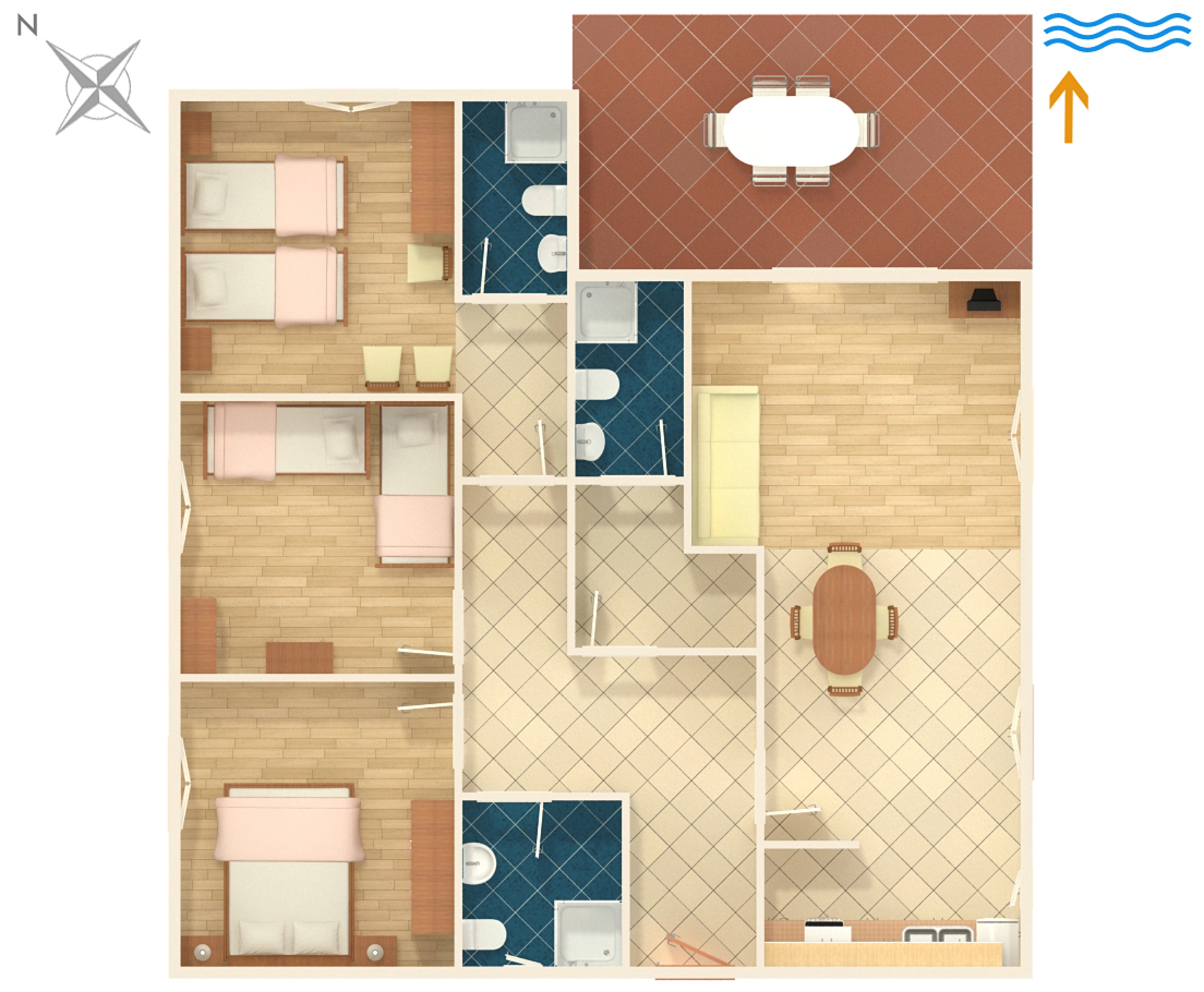 Three bedroom apartment near beach Korčula  A-a