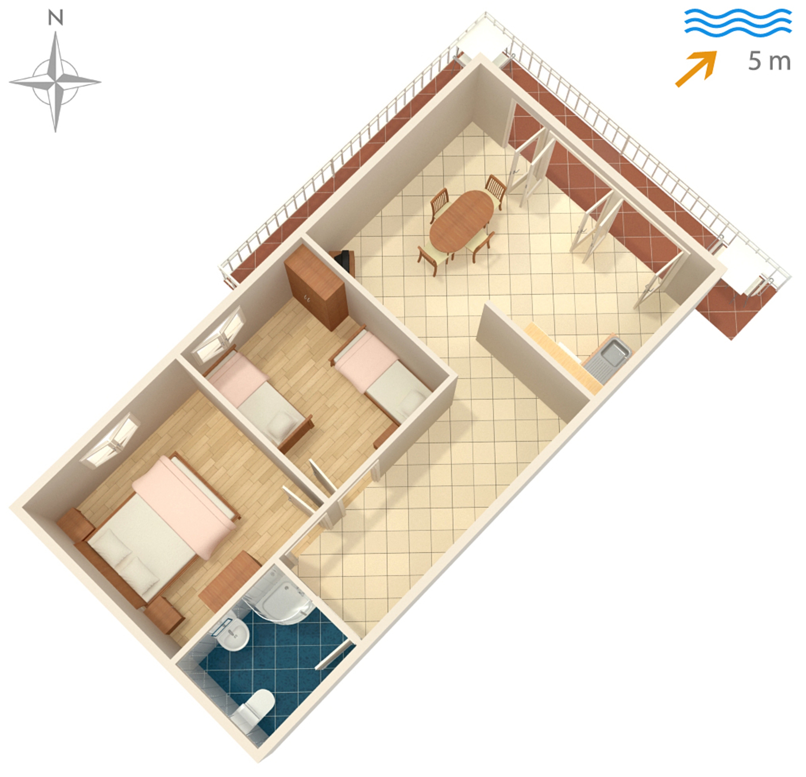 Two bedroom apartment near beach Korčula  A-b