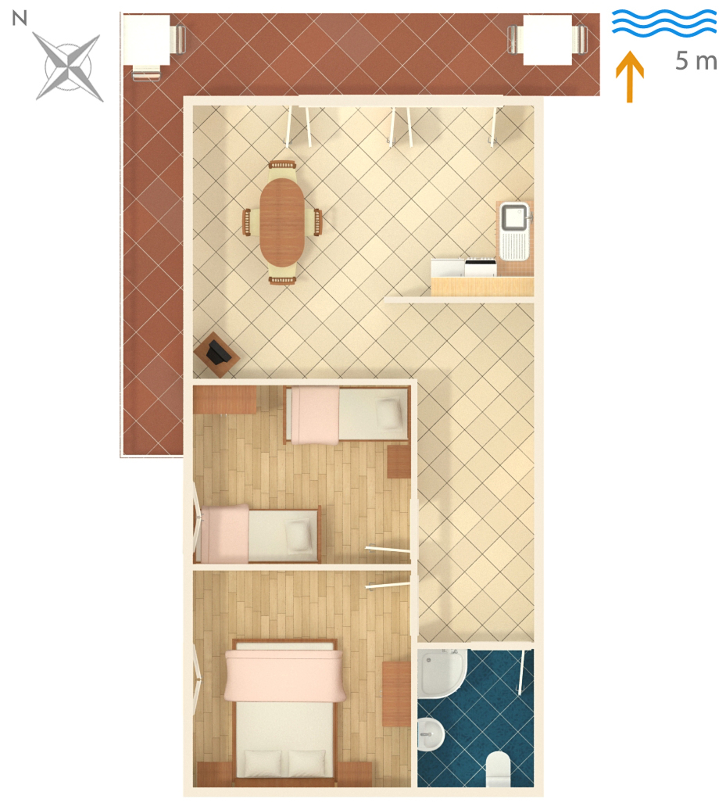 Two bedroom apartment near beach Korčula  A-b